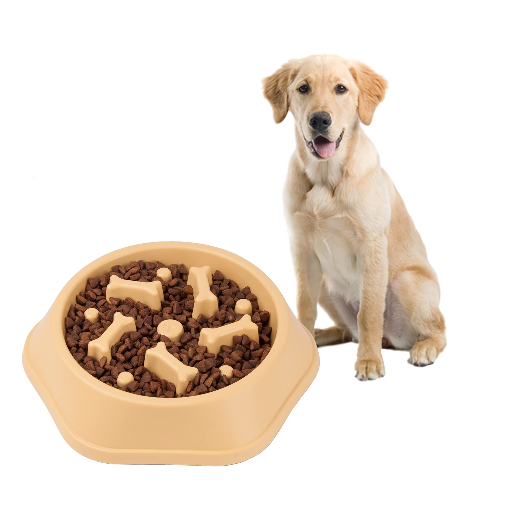 Non-Toxic Slow Feeder Dog Bowl - Anti-Slip Puzzle Maze Design for Small & Large Dogs - Prevents Bloat & Overeating - Fun Interactive Pet Feeding Dish for Mealtime Enrichment - Perfect for Fast Eaters, Puppies, and Dogs with Digestive Issues