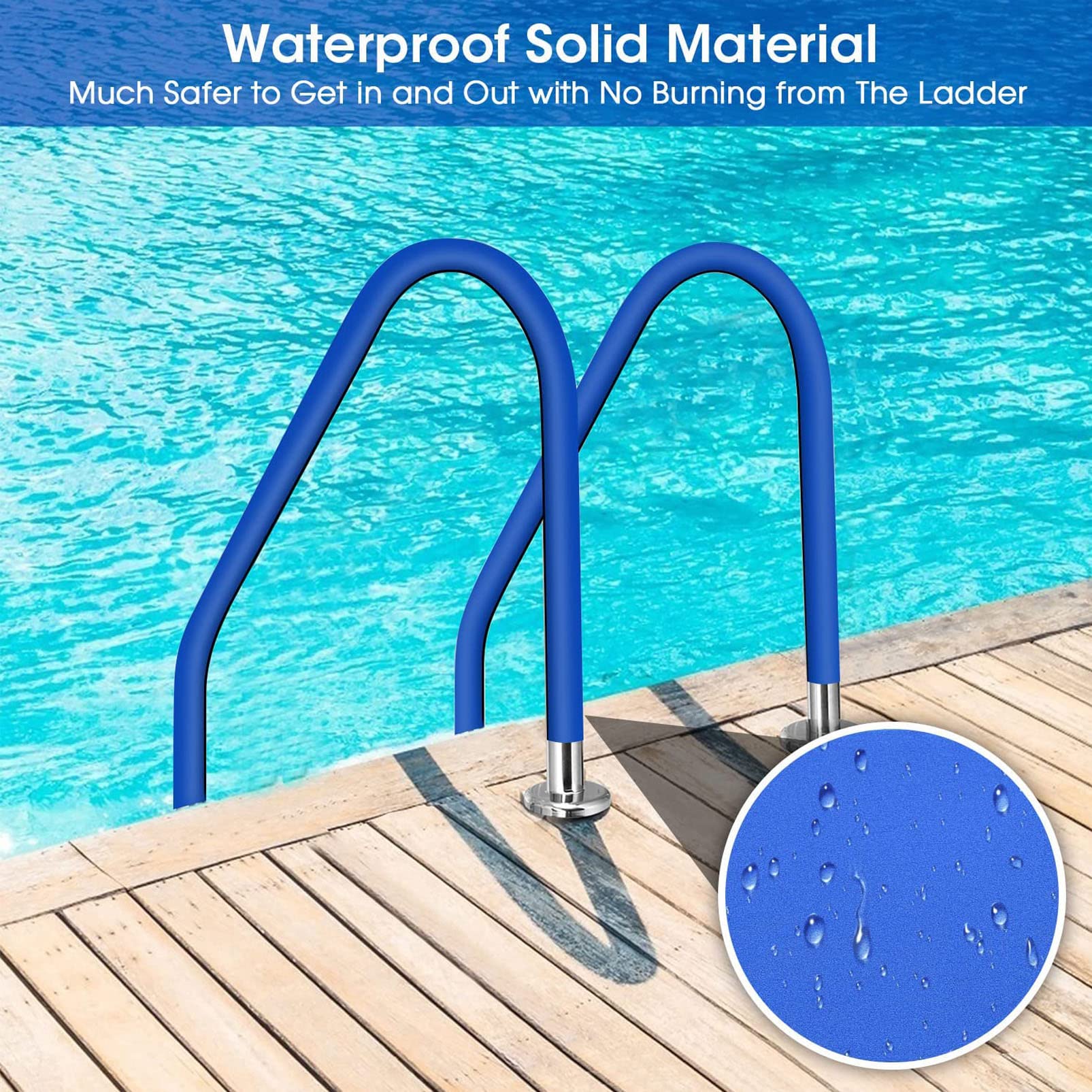304 Stainless Steel Inground Pool Handrail with Blue Grip Cover - Rustproof Safety Railing for Swimming Pool Stairs | Durable Pool Rail with Anchors & Screws | Perfect for Pool Safety, Accessibility, and Easy Entry/Exit