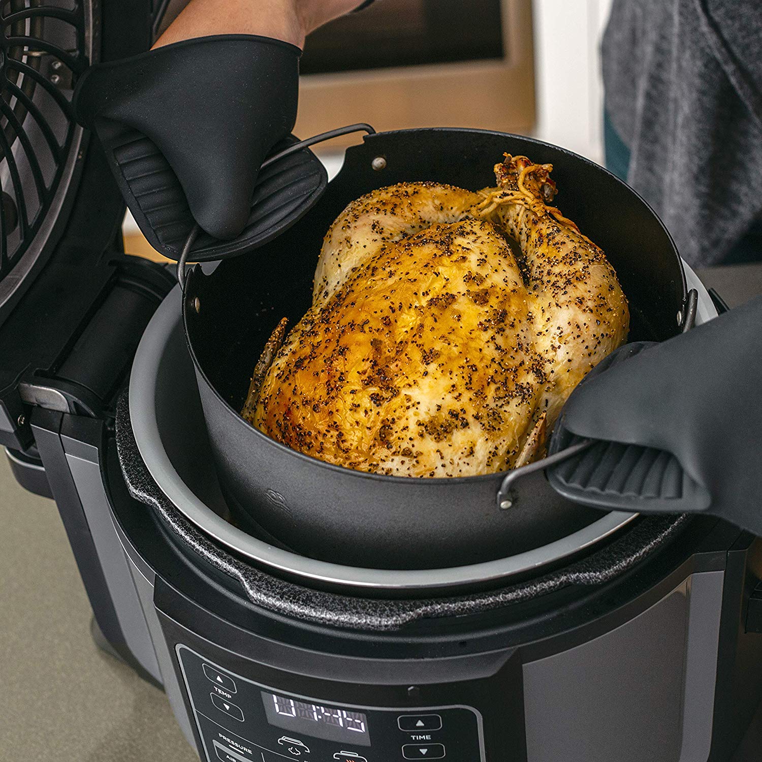 Ninja Foodi 6.5 qt Pressure Cooker and Air Fryer Combo, Multi-Cooker with 7-in-1 Functionality, Black/Gray (OP302) - Perfect for Quick Meals, Healthy Air Frying & Family Cooking