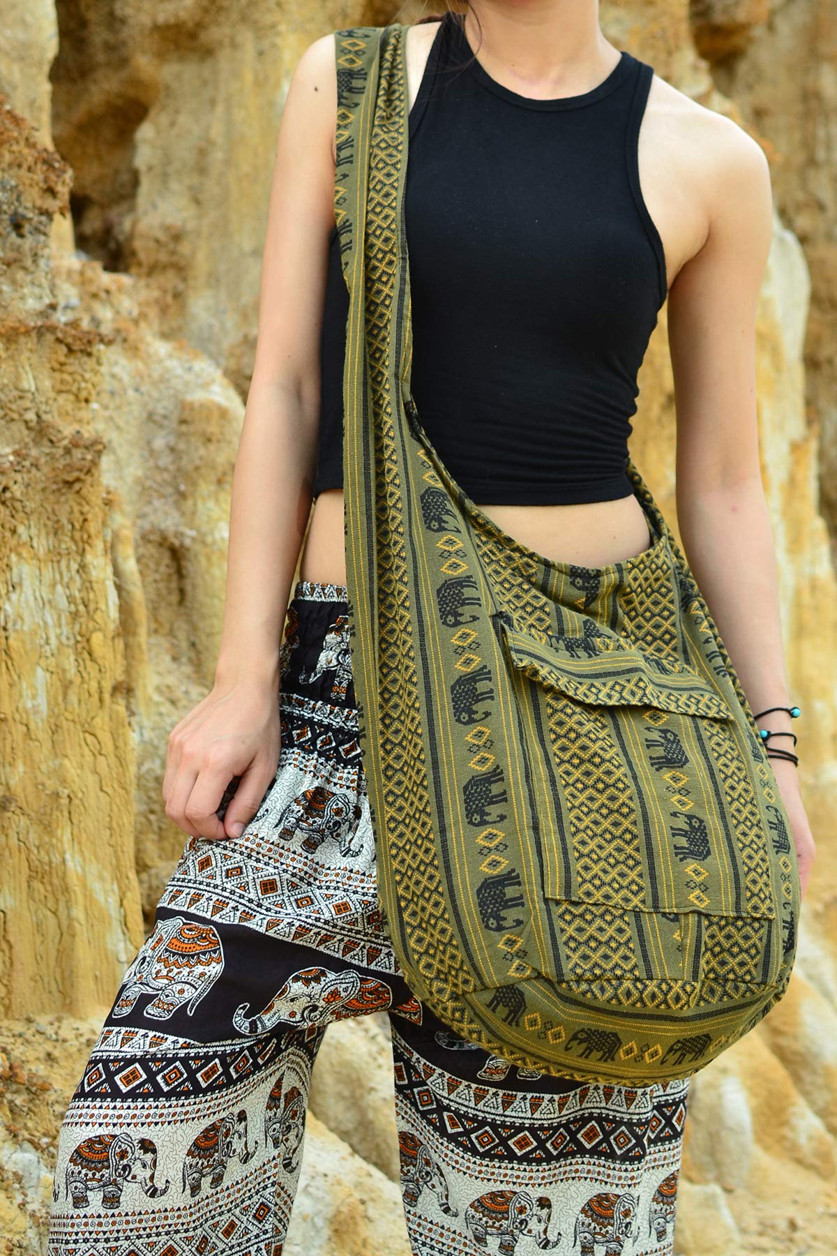 Stylish Unisex Boho Crossbody Handbag - Handmade Cotton Shoulder Bag for Men & Women | Perfect for Travel, Shopping & Everyday Use