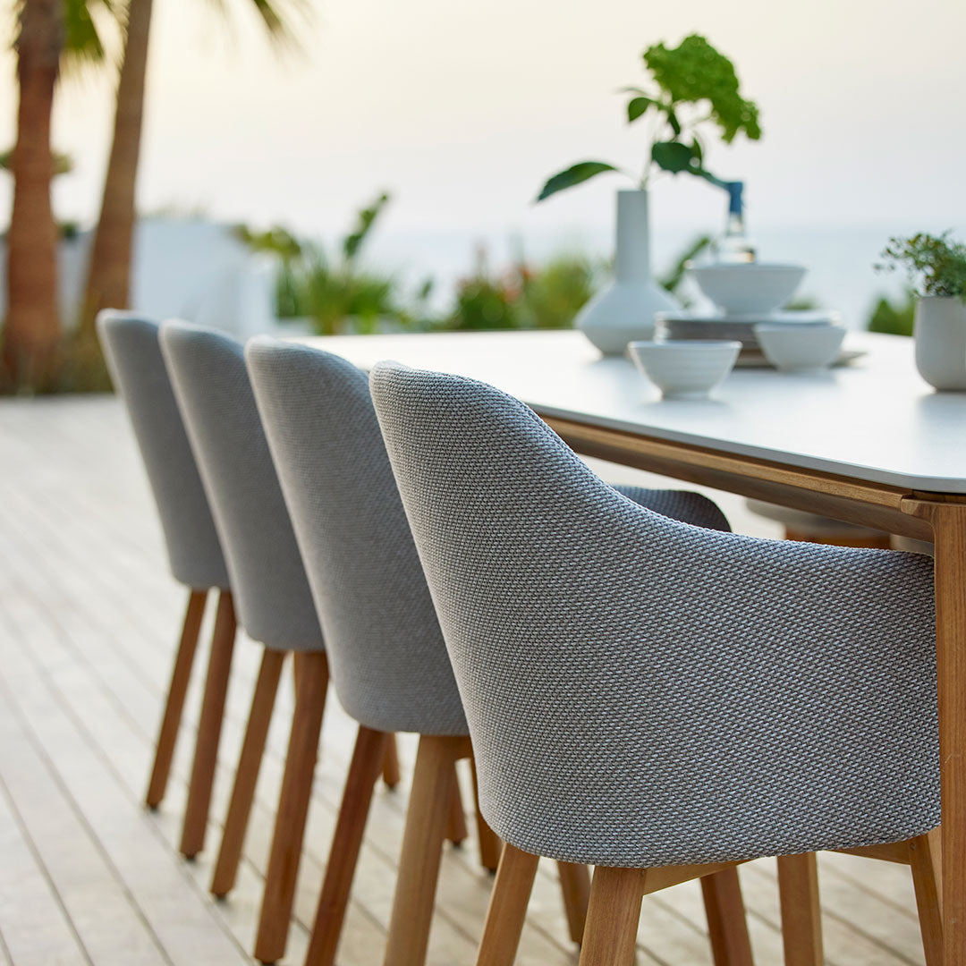 Premium Outdoor Patio Chair with Wood Base & Comfortable Back/Seat Cushion - Perfect for Garden, Deck, Poolside Relaxation and Backyard Lounging