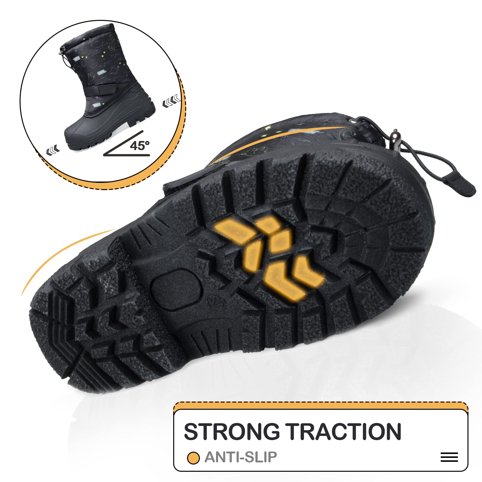 **KomForme Kids' Snow Boots - Waterproof, Slip-Resistant Winter Shoes for Boys & Girls (Toddler/Little Kid/Big Kid) - Perfect for Snow Play, Hiking & Cold Weather**