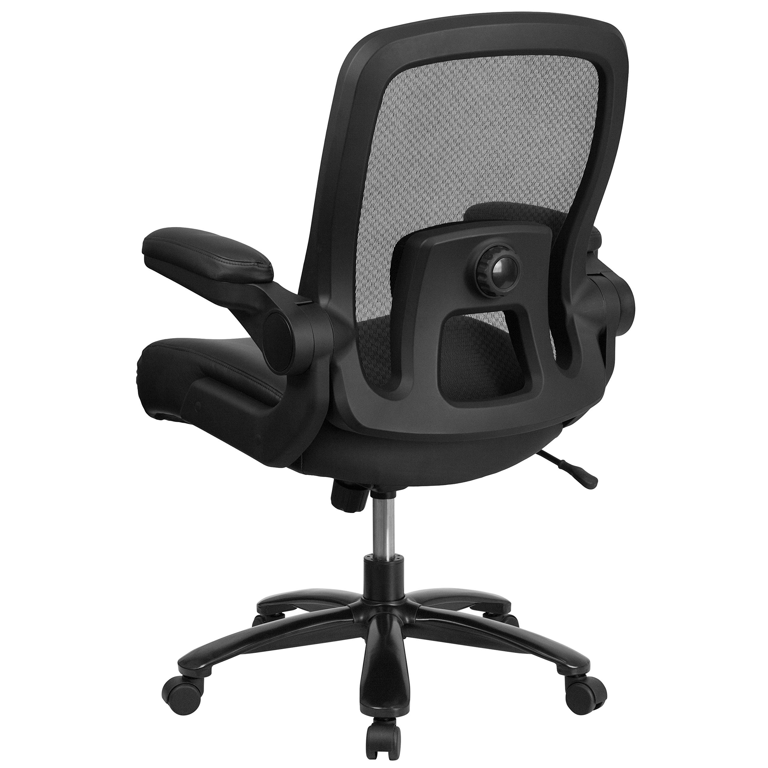 500 lb. Capacity Big & Tall Black Mesh & LeatherSoft Ergonomic Office Chair with Lumbar Support - Heavy Duty Executive Chair for Home & Office Workspaces