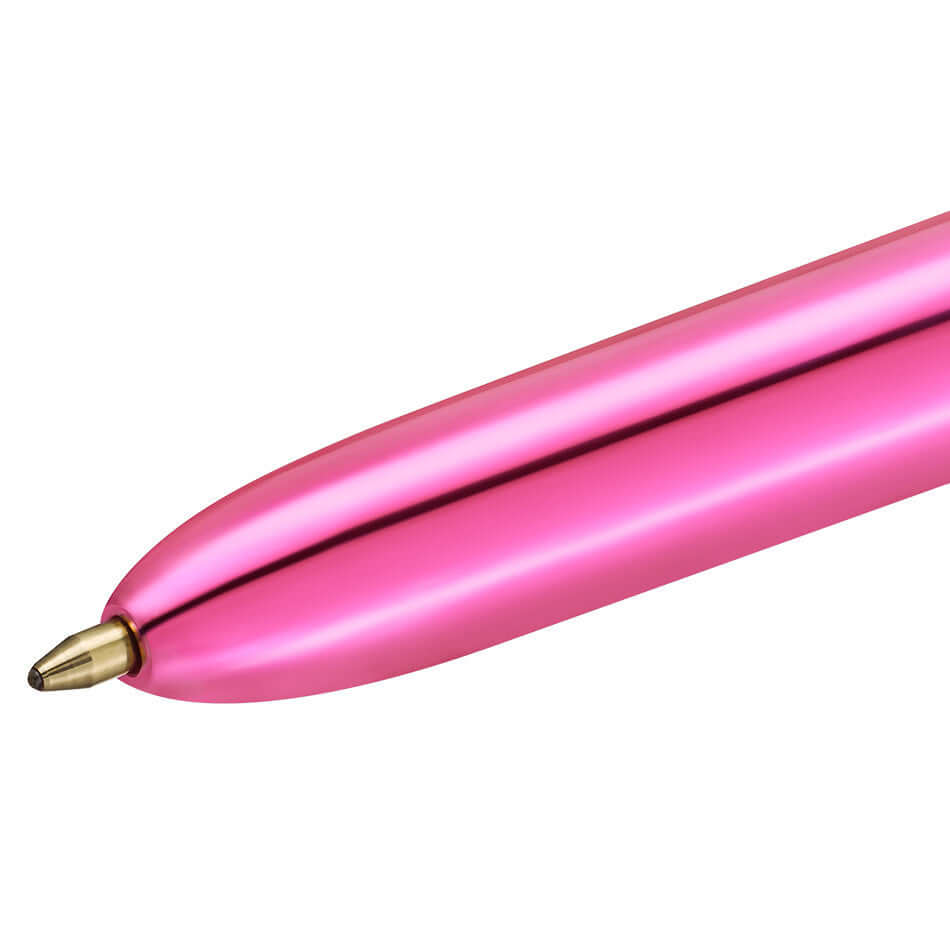 BIC 4-Color Ballpoint Pen Set - Shine Pink Refillable Multipen for School, Office & Note Taking - Smooth Writing Gel Ink Pens for Women, Students & Professionals