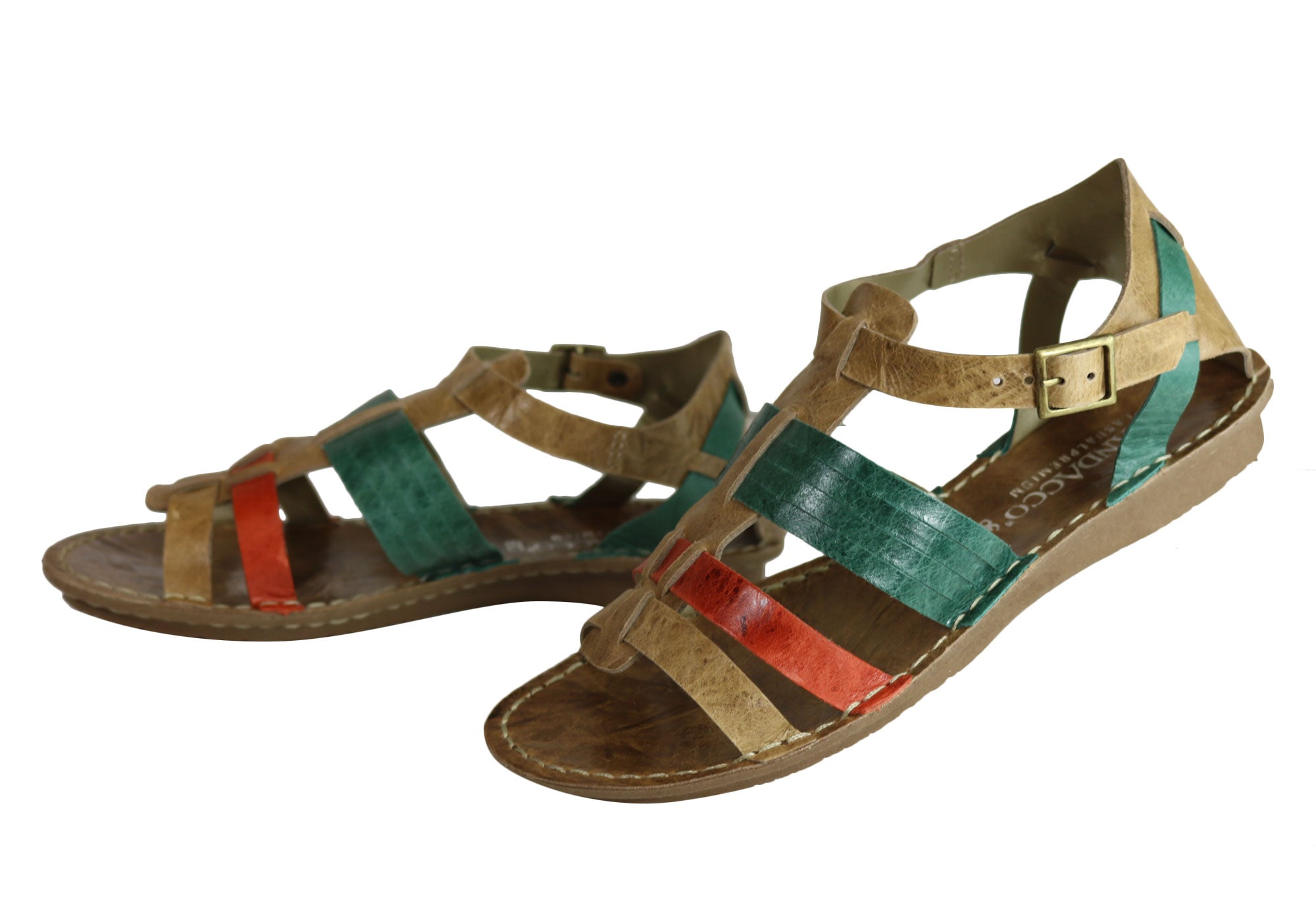 Andacco Augustine Women's Comfort Flat Leather Sandals - Handmade in Brazil - Perfect for Summer, Beach & Casual Outings