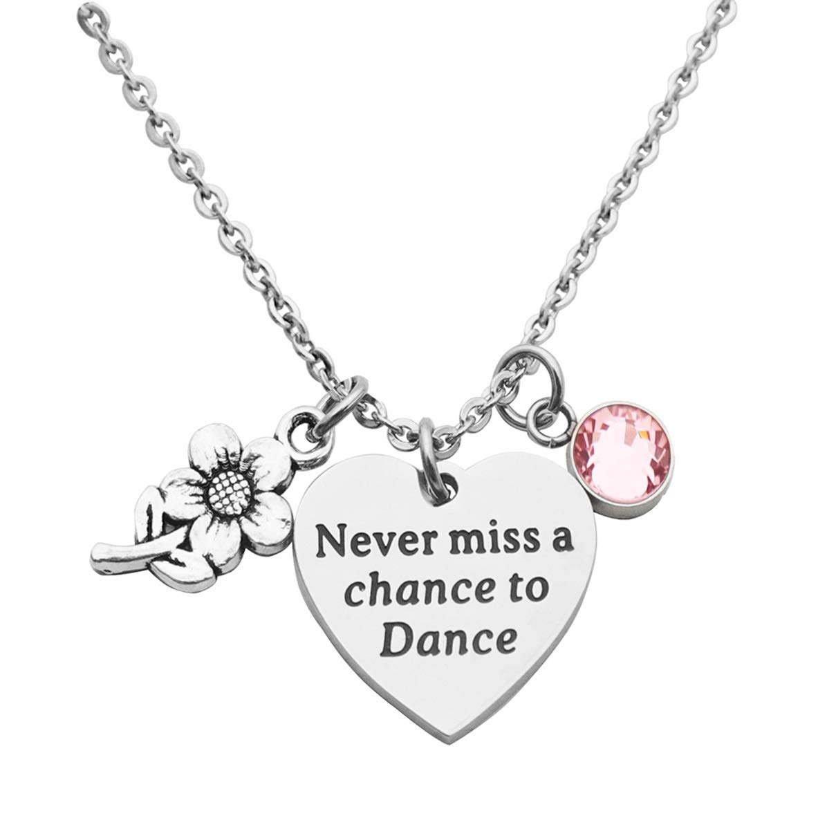 Eilygen Dancer Gift Dance Women Necklace - Stainless Steel Never Miss a Chance to Dance Jewelry for Ballet, Ballroom & Dance Enthusiasts