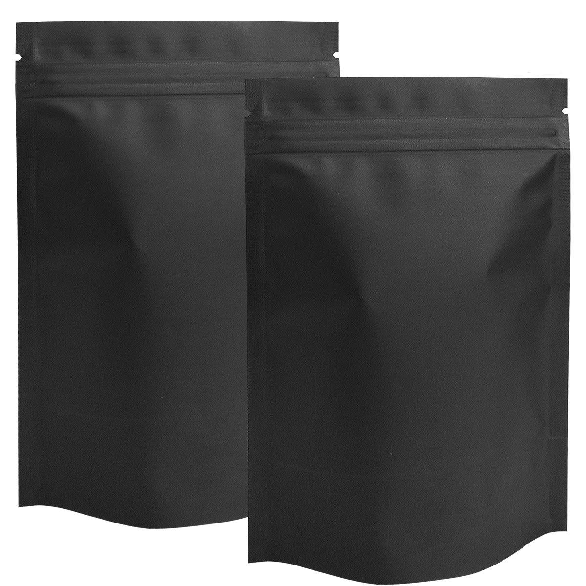 100 Pack Smell Proof Stand-Up Bags 4x6 Inch - Resealable Mylar Bags with Foil Pouch | Double-Sided Matte Black for Storage, Travel & Organization | Perfect for Food, Herbs, Jewelry & Small Items