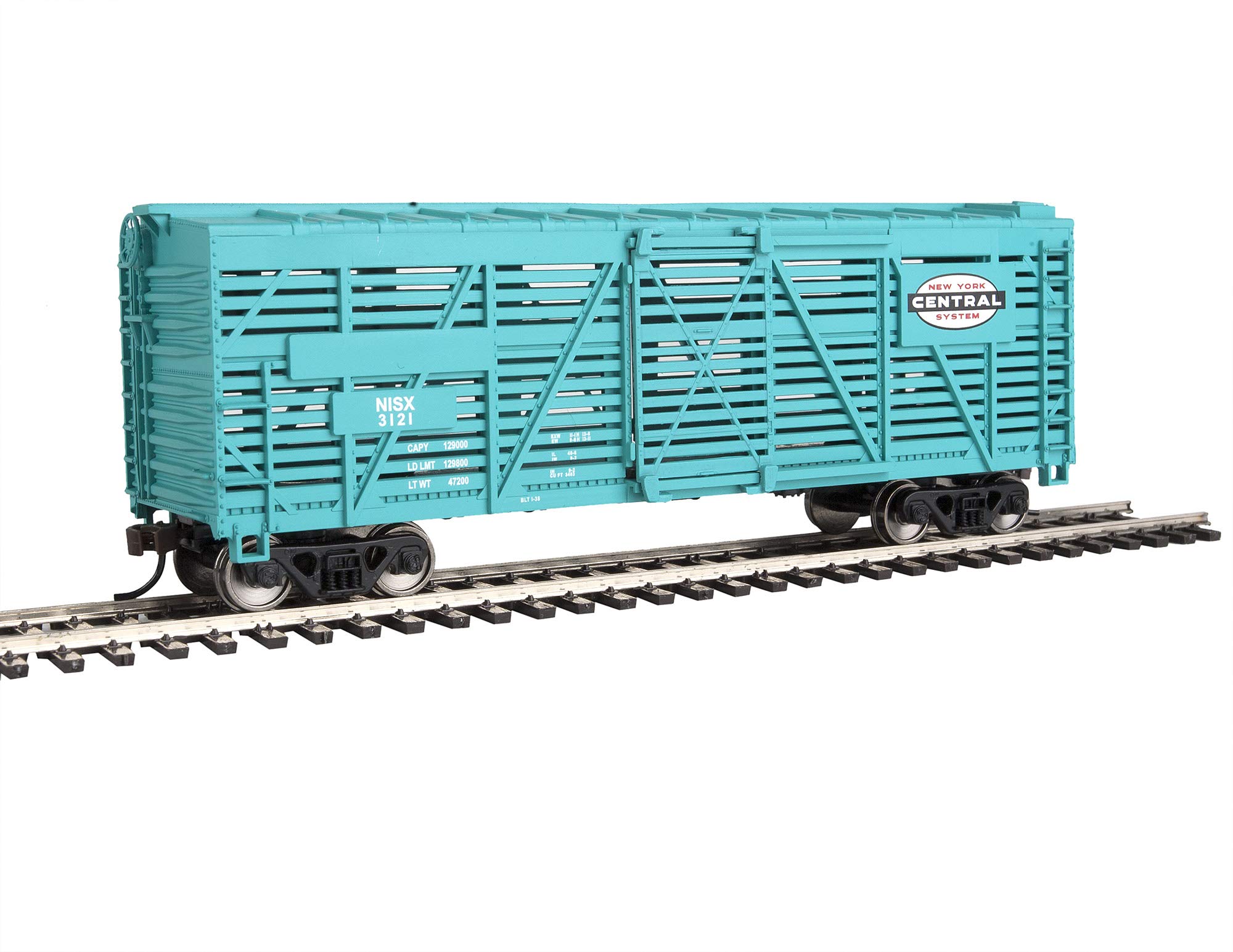 Walthers Trainline Ready to Run New York Central 40' Stock Car in Jade Green - Perfect for Model Train Layouts & Railroad Collectors