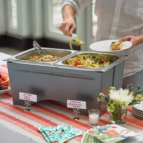 Sterno WindGuard Foldable Chafing Dish Frame - Silver Vein Folding Chafer Stand for Catering & Buffets - Compatible with Industry Standard Food Pans - Perfect for Outdoor Events, Weddings & Banquets