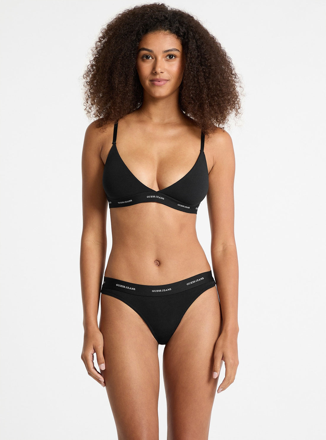 Guess Women's Black Triangle Bralette - Comfortable Lace Bralette for Everyday Wear | Perfect for Layering, Casual Outfits & Lounge Wear