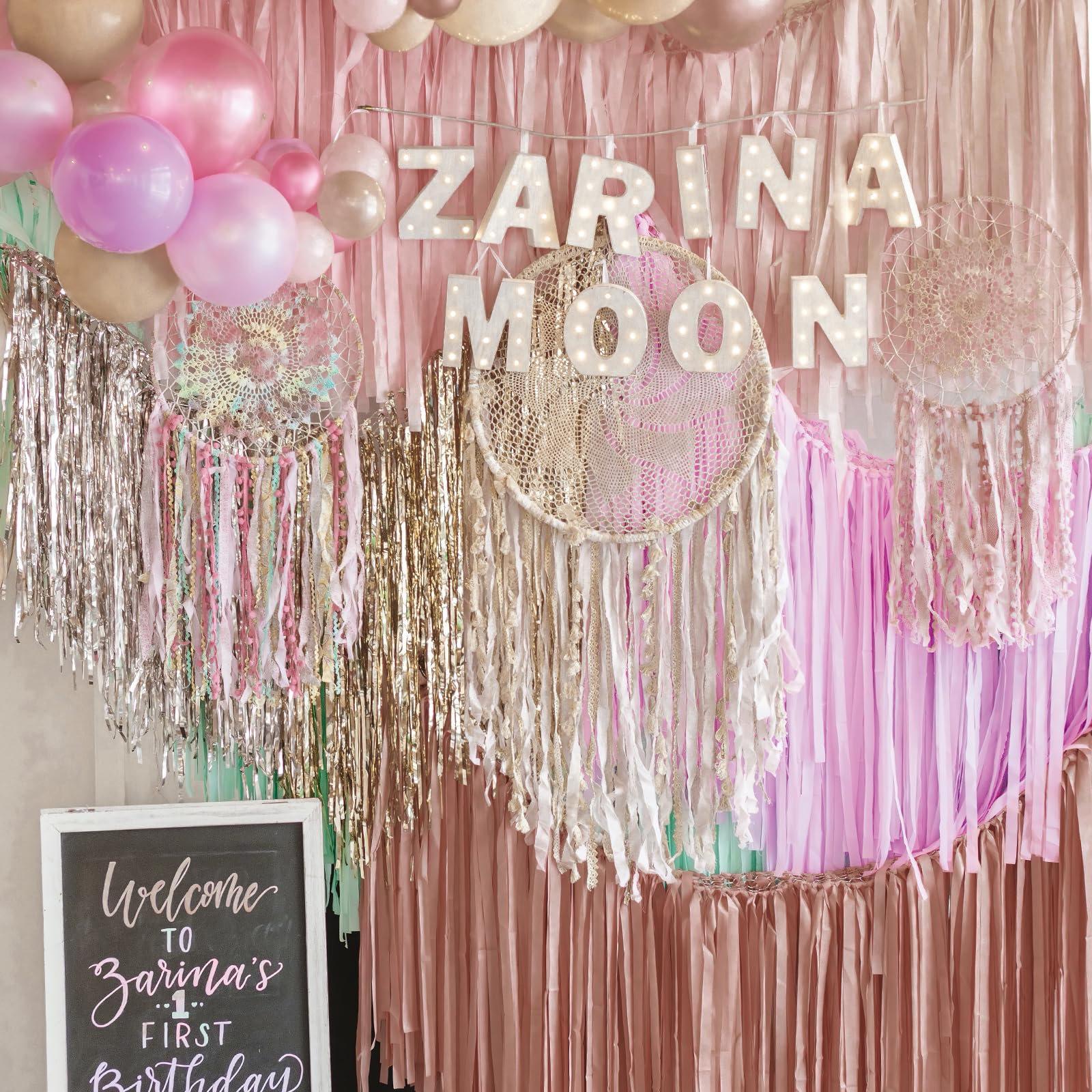 PartyWoo Crepe Paper Streamers - 4 Rolls (328ft Total) Blush Pink Party Decorations for Birthdays, Weddings & Events | DIY Backdrop, Photo Booth & Ceiling Decor (1.8