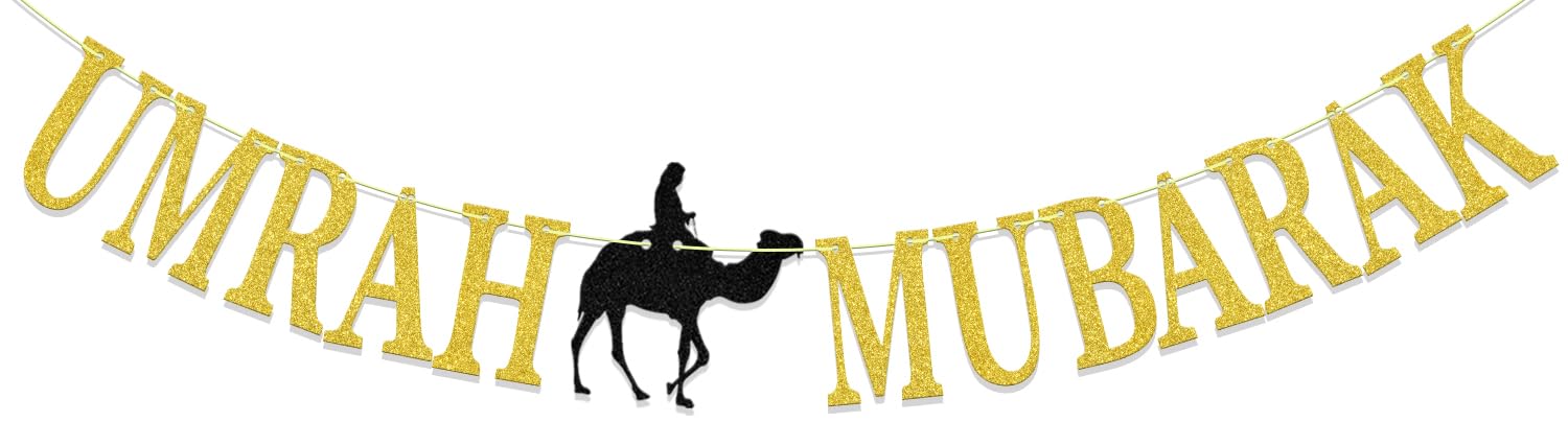 Umrah Mubarak Banner - Happy Eid Decorations for Muslim Islamic Festival - 2023 Hajj Party Supplies - Perfect for Home, Mosque & Community Celebrations
