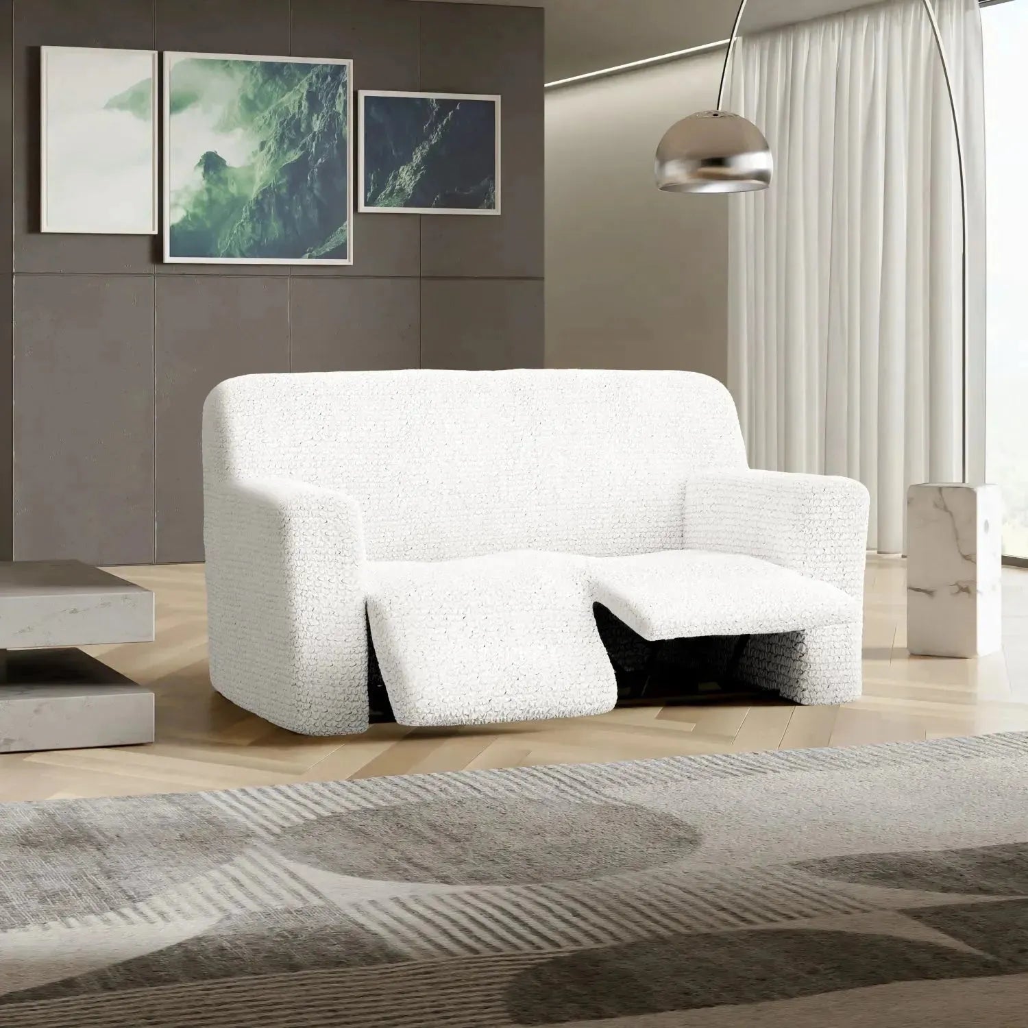 2 Seater Recliner Slipcover - Microfiber Sofa Cover Protector for Living Room Furniture, Stretchable & Washable - Perfect for Pets, Kids & Daily Use