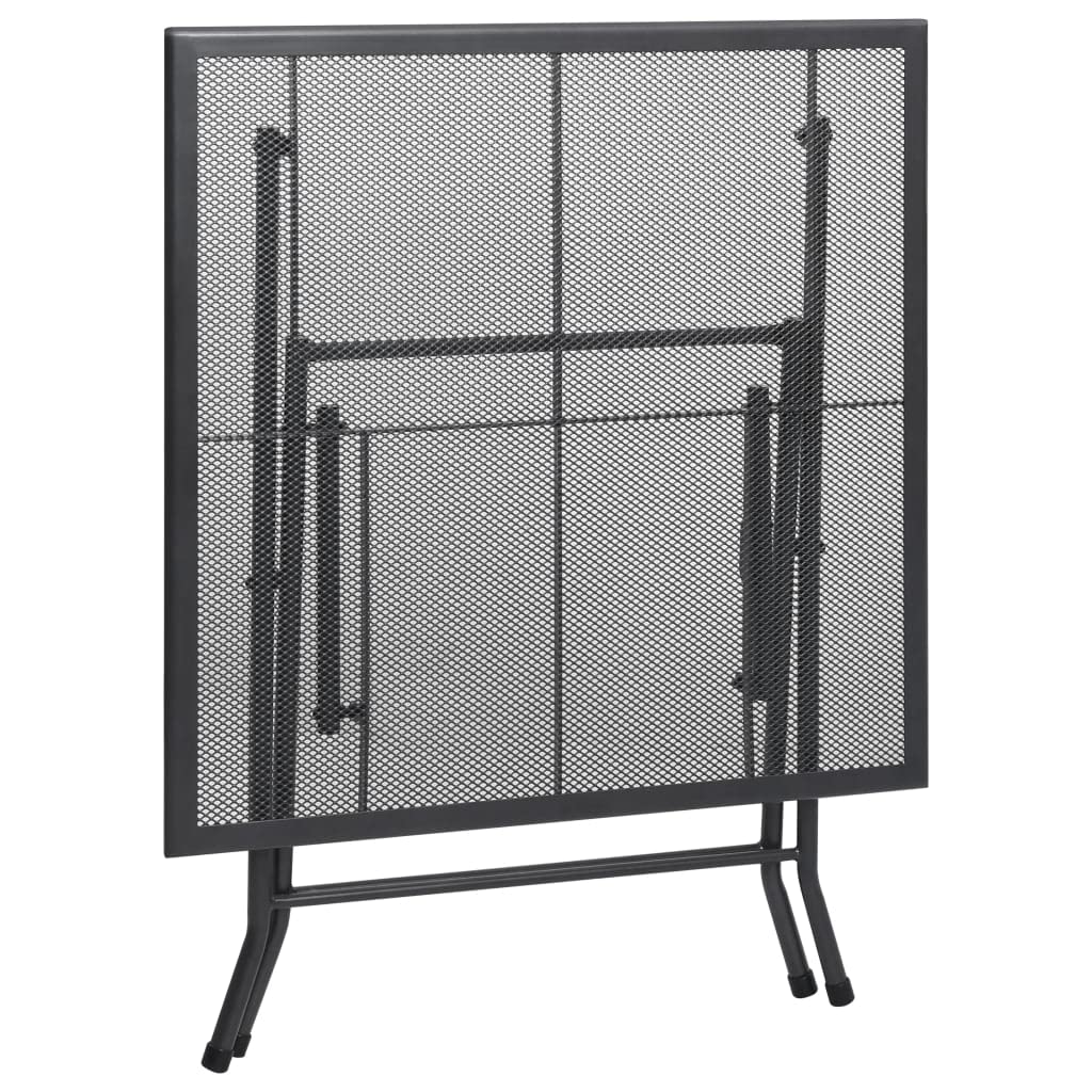 SKM Folding Mesh Table 31.5x31.5x28.3 Inches - Portable Steel Anthracite Desk for Home Office, Outdoor Camping & Picnics