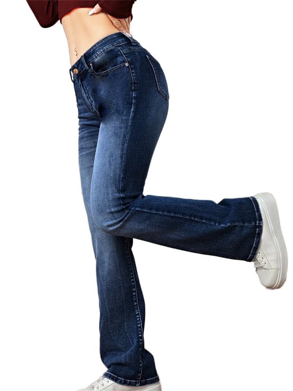 Andongnywell Women's High Rise Stretch Denim Jeans - Slimming Wide Leg Flare Bell Bottom Pants for Casual Outfits & Street Style