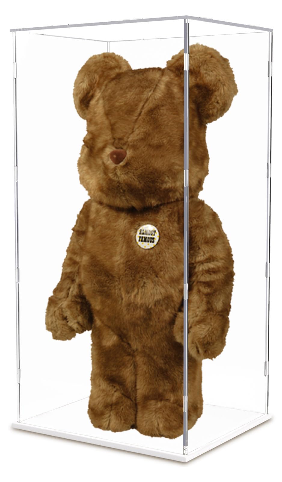 Acrylic Display Case for Bearbrick 1000% - 29 Inch Tall Clear Dustproof Protective Box for Collectibles, Dolls & Lego - Large Home Display Storage Cube with White Base - Perfect for Showcasing Action Figures, Art Toys & Valuable Collections