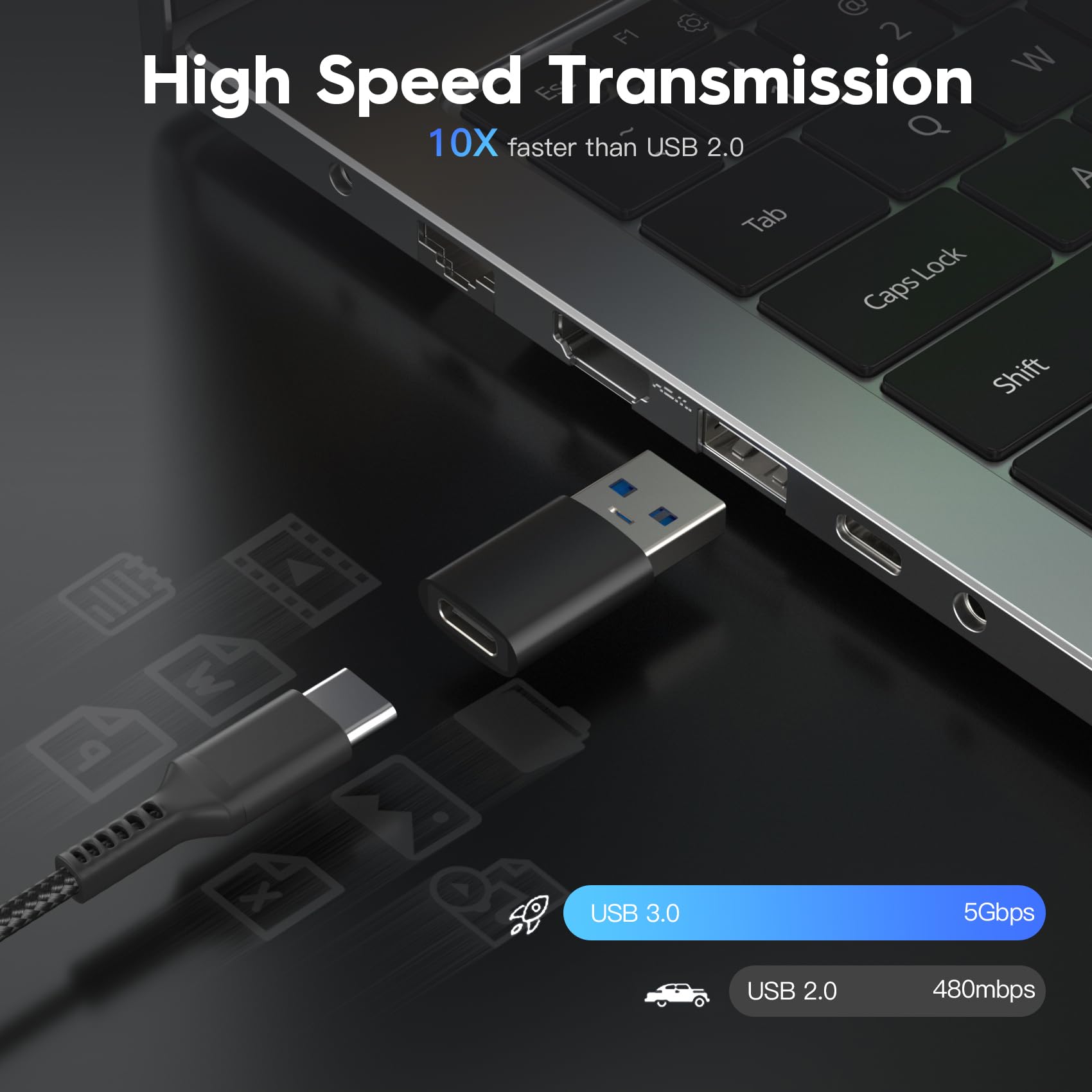 4-Pack USB C to USB 3.0 Adapter, USB Type C Female to USB A Male Converter - Compatible with iPhone 15/14/13/12, Samsung Galaxy S23/S22/S21, MacBook, iPad Pro - Perfect for Data Transfer & Charging Devices
