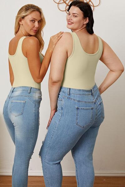 Square Neck Sleeveless Bodysuit for Women - Stretchy Slim Fit Tank Top - Summer Casual Wear for Outfits & Layering