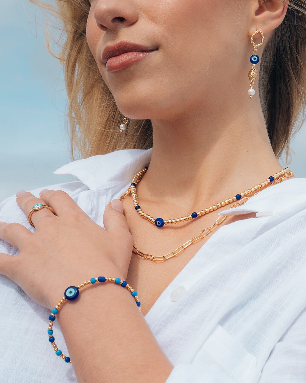 Evil Eye Bead Bracelet for Women - Sibyl Enamel Protection Jewelry for Good Luck & Positive Energy | Perfect for Gifts, Meditation & Everyday Wear