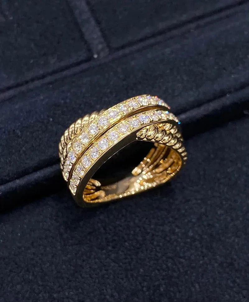 18K Yellow Gold Cross Diamond Engagement Ring for Women - Luxury Wedding Jewelry with Natural Diamonds - Perfect for Proposals, Anniversaries & Special Occasions