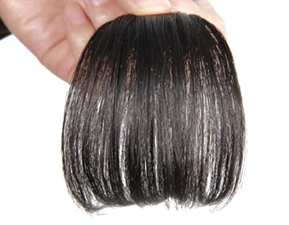 Remeehi Mini Air Flat Bangs/Fringe Hair Extensions - Real Human Hair Hand-Tied Bangs with Side Temples (Reddish Brown) | Perfect for Daily Wear, Cosplay & Instant Hairstyle Transformation