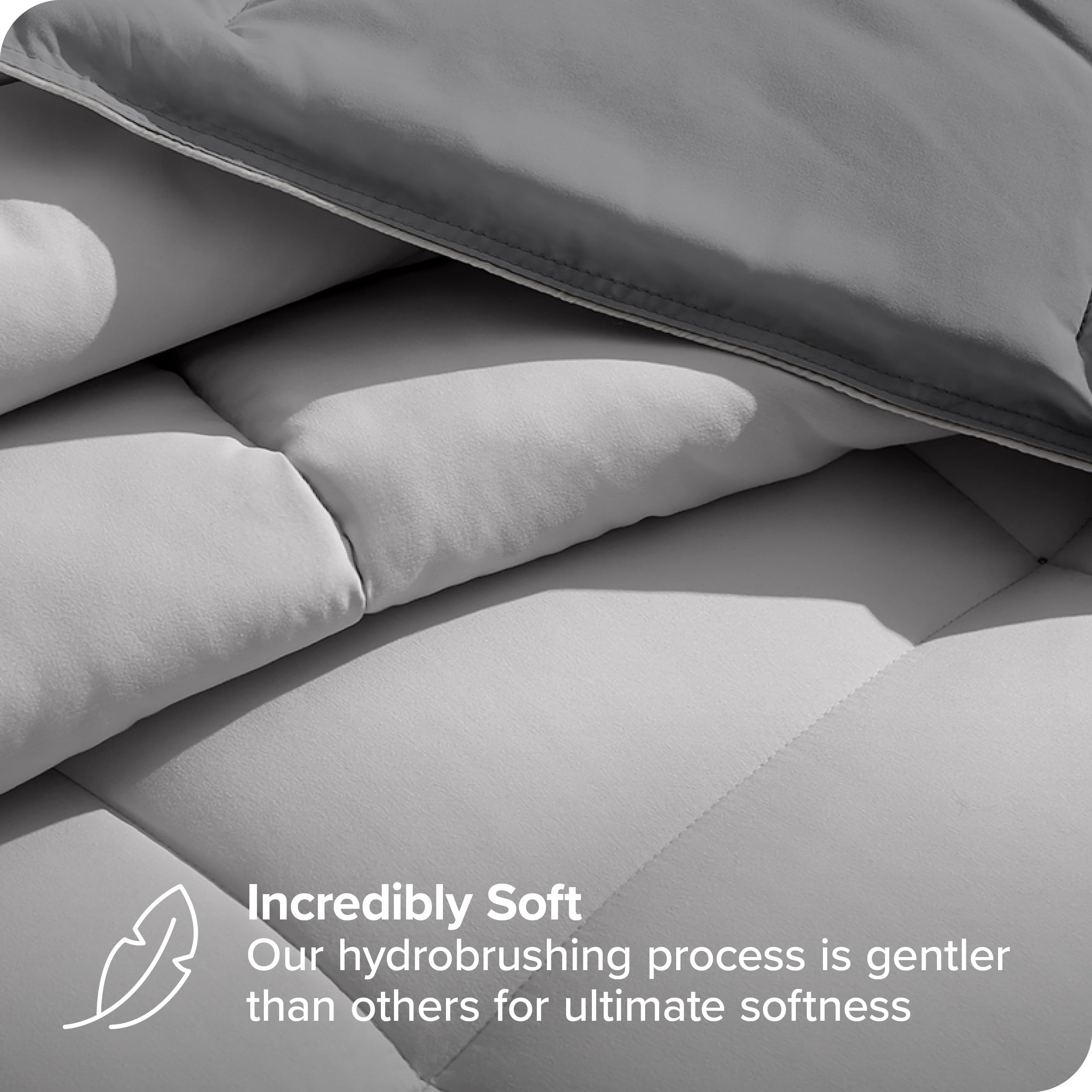 Bare Home Reversible Down Alternative Comforter & Sheet Set - Full Size Bedding - Soft Light Grey/Grey - All Season Bed-in-a-Bag - Perfect for Guest Rooms, Dorms & Cozy Bedrooms