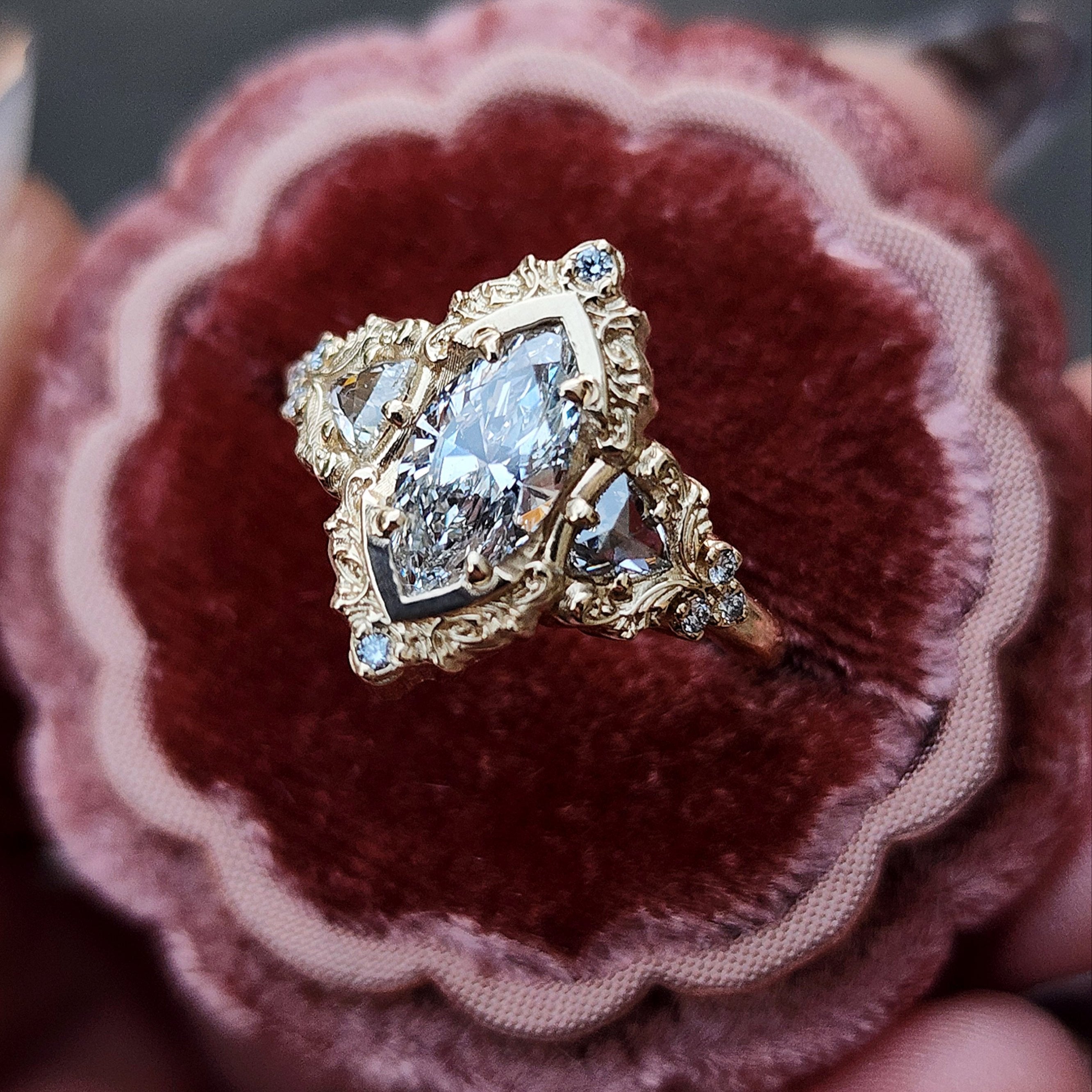 Delilah Engagement Ring with Trillion Side Stones - Premium Diamond Wedding Band for Women | Perfect for Proposals, Anniversaries & Special Occasions
