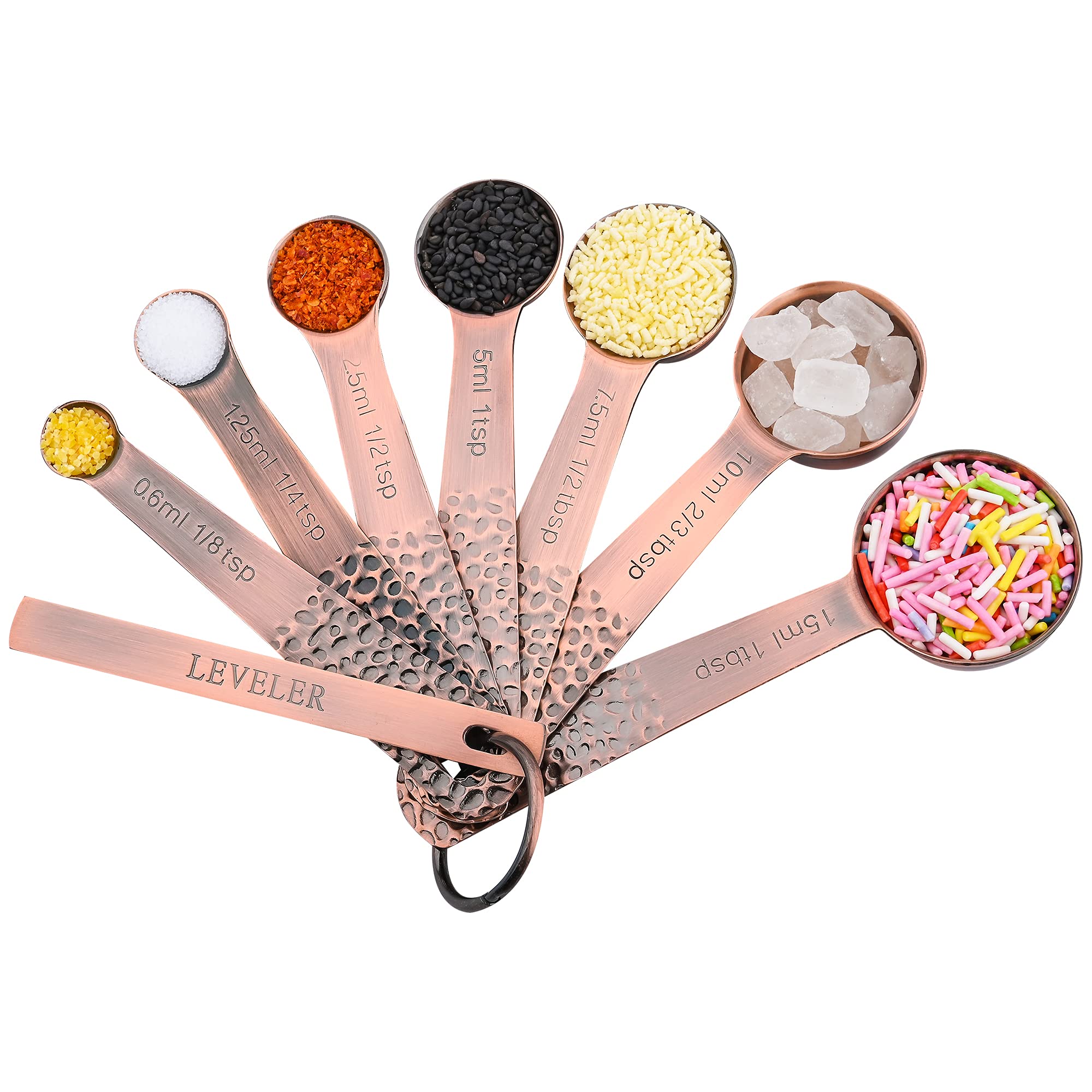 Smithcraft Copper Measuring Cups and Spoons Set - 6-Piece Metric & US Measuring Cups & 7-Piece Spoons with Leveler - Stainless Steel Copper Plated for Baking, Cooking & Kitchen - Perfect for Measuring Dry & Liquid Ingredients, Flour, Sugar, Spices