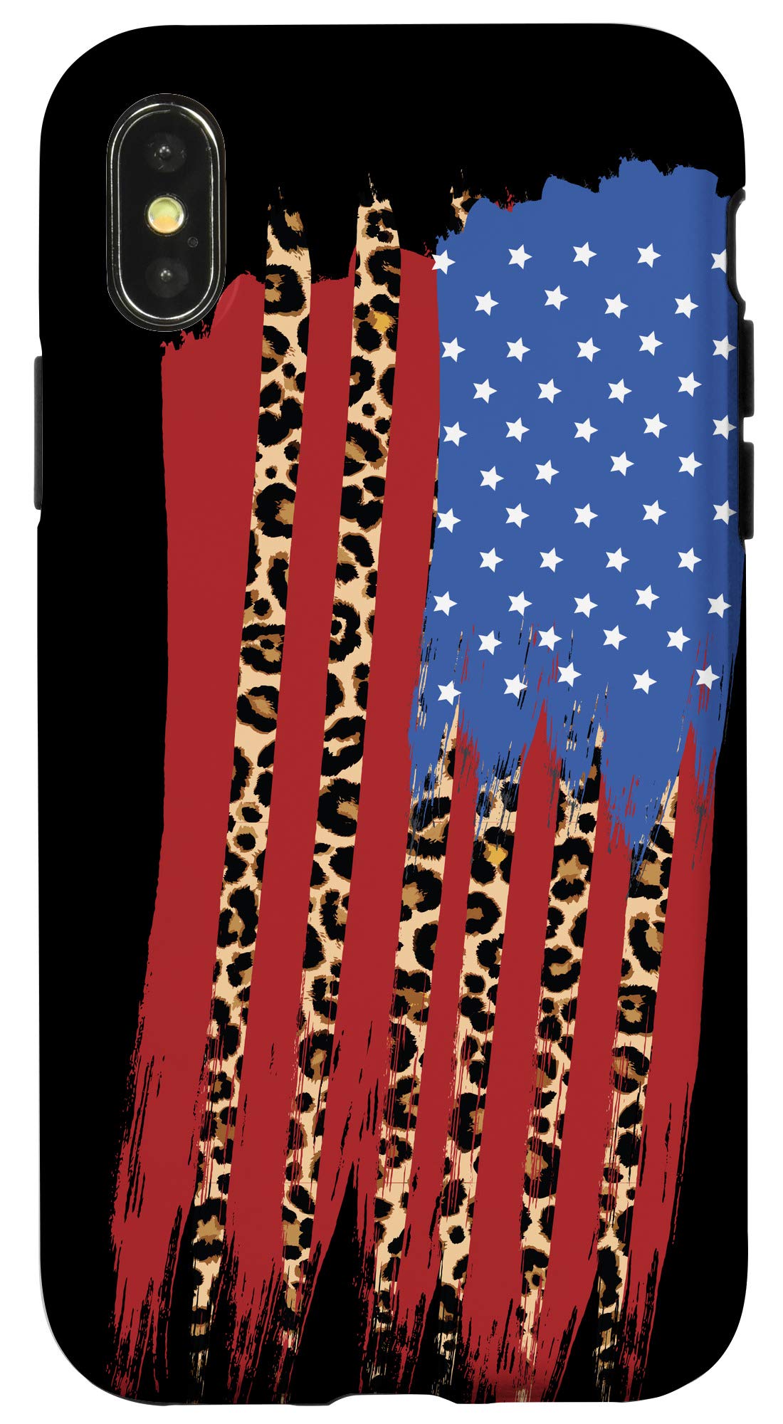 iPhone X/XS American Flag Patriotic Phone Case - Women's Leopard Print Design | Perfect Gift for Independence Day, Memorial Day & Everyday Use