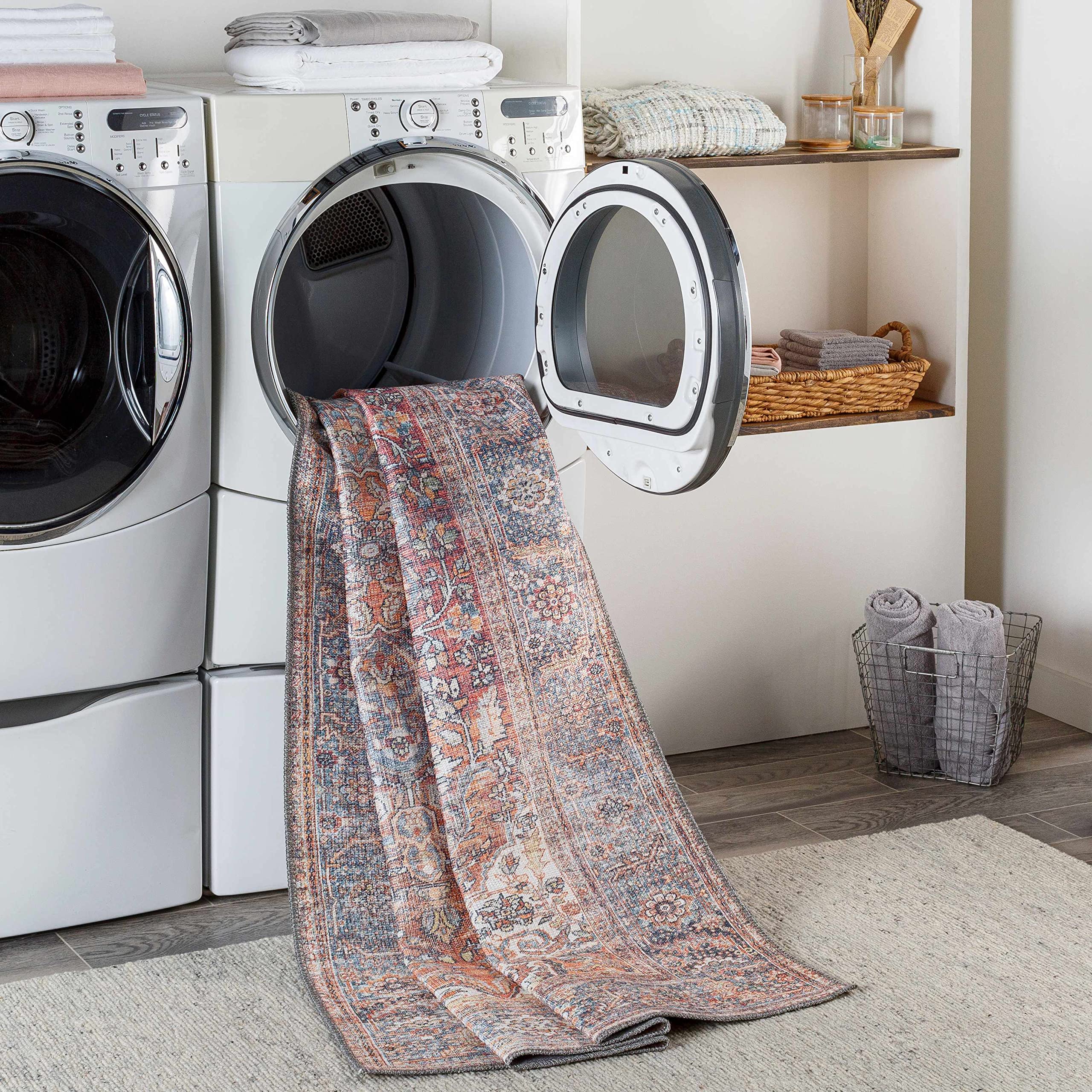 Hauteloom Gardnertown Traditional Machine Washable Area Rug - Blue, Beige, Red - 5'3