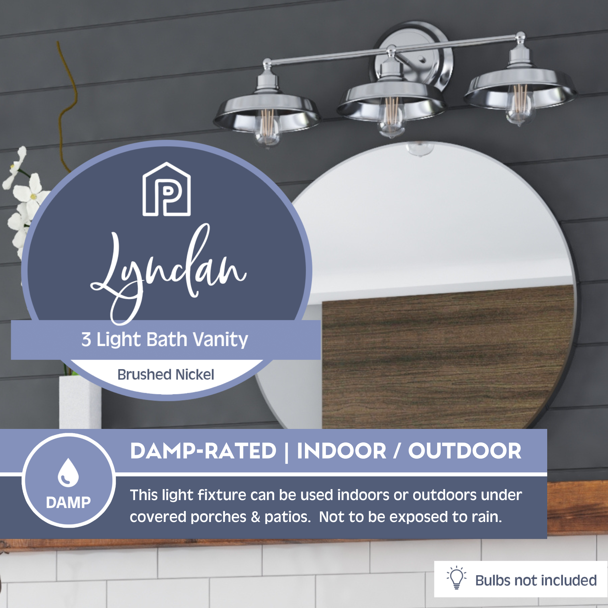 Lyndan 3-Light Brushed Nickel Vanity Light for Bathroom - Modern Wall Sconce with Clear Glass Shades, Perfect for Bathroom Mirror Lighting and Bedroom Decor