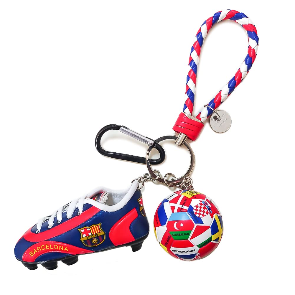Personalized Soccer Keychain for Boys & Girls - Sneaker Shoe Keychain Gift for Men, Women, Football Fans - FC Barcelona Team Merchandise - Perfect for Backpacks, Keys & Sports Enthusiasts
