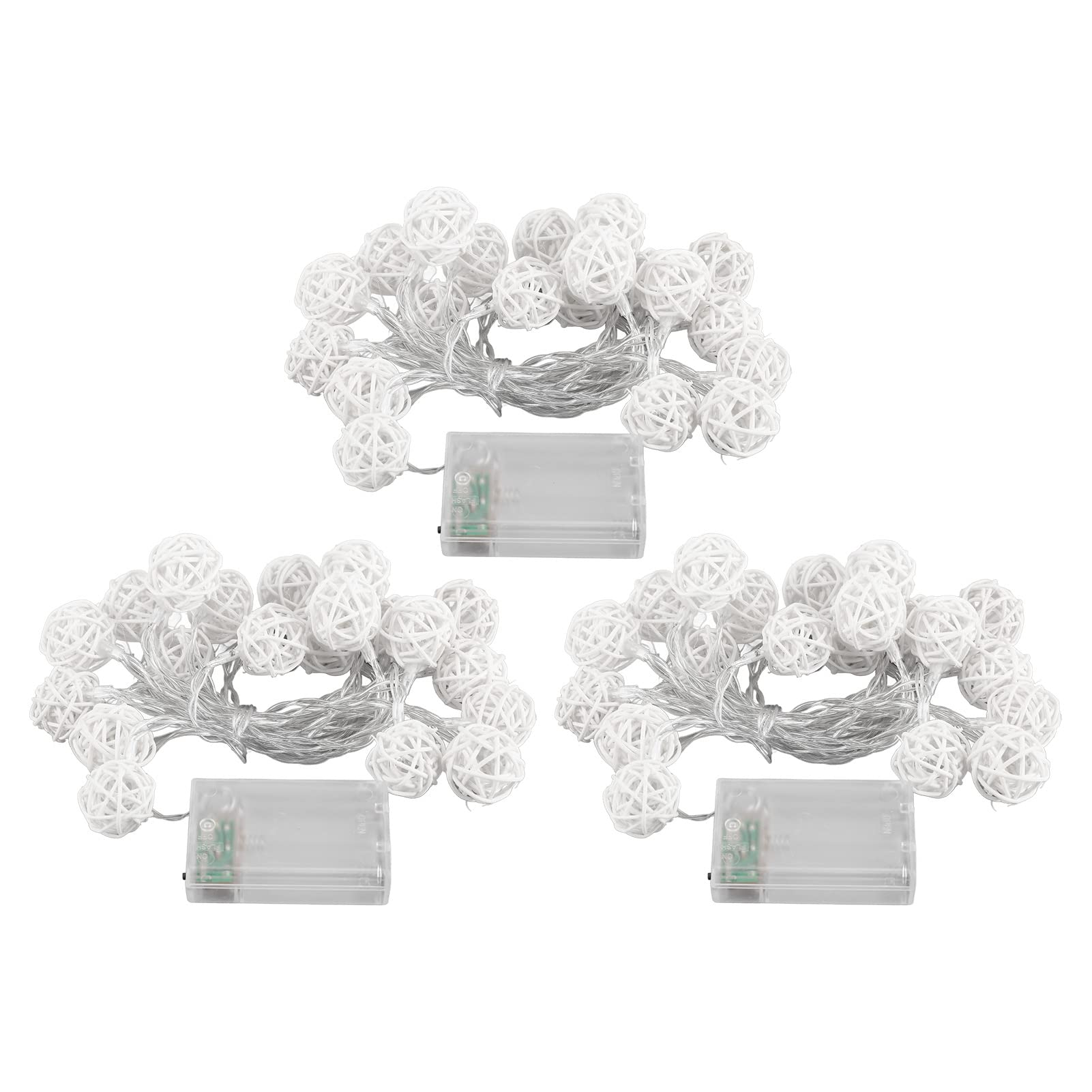 HEEPDD 3-Pack Warm White LED Fairy Lights - 10ft 20 LED Ball String Lights for Indoor Outdoor Decor, Battery Operated - Perfect for Bedroom, Wedding, Party, Garden & Patio Lighting
