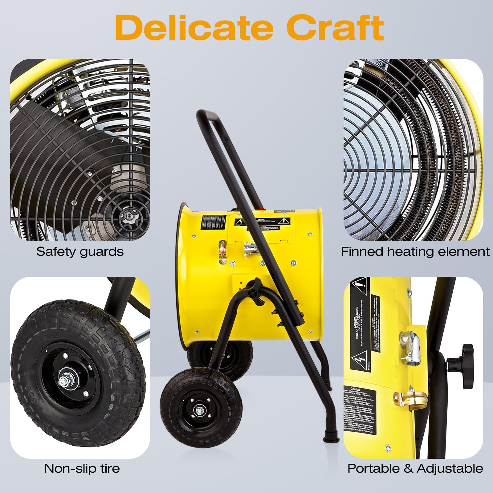 DR. INFRARED HEATER DR-PS11524 15000W Portable Electric Space Heater, 240V Single Phase Fan Forced Construction Heater for Job Sites, Garages, Warehouses & Outdoor Workspaces