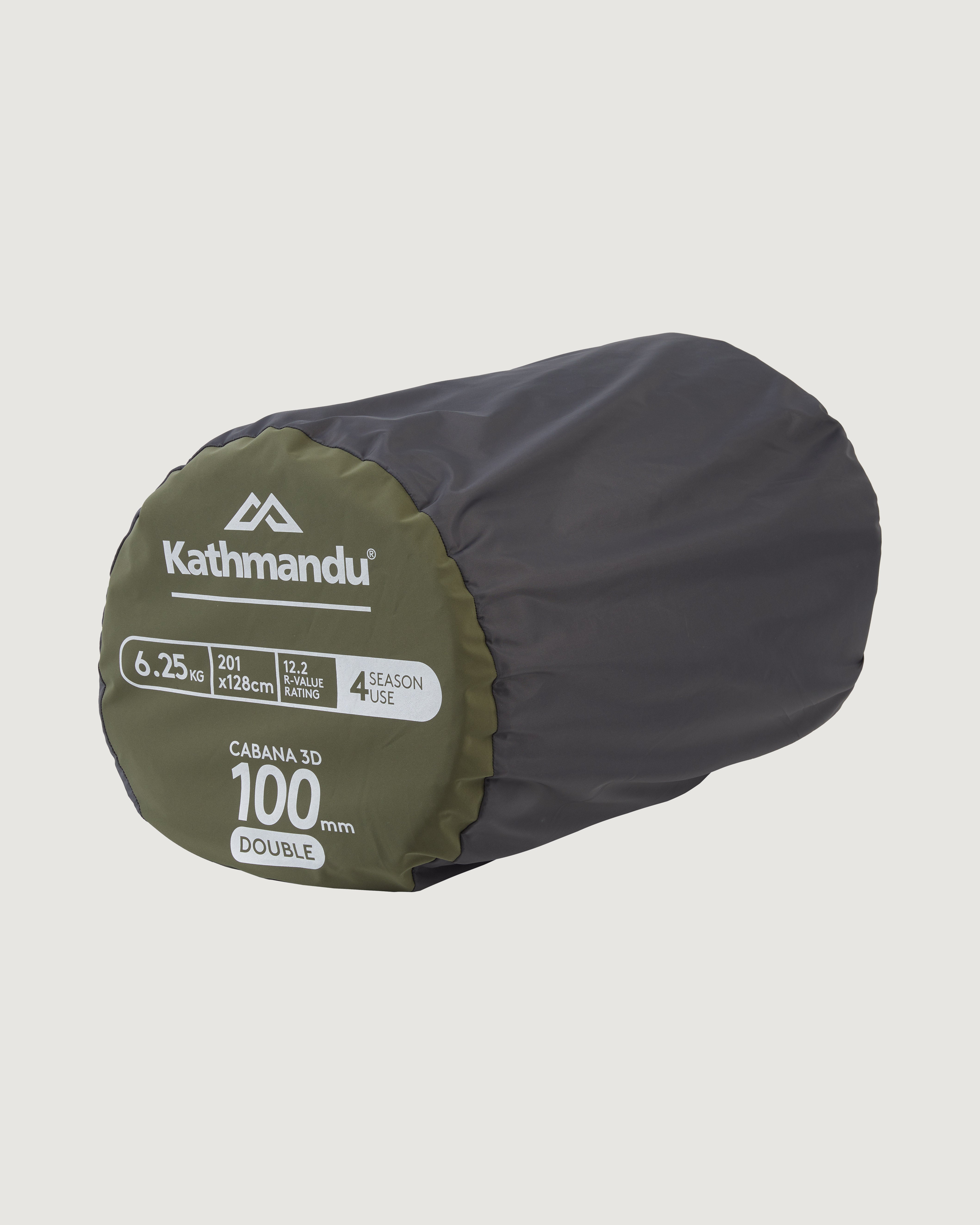 **Cabana 3D Self-Inflating Double Sleeping Mat - 100mm Thick, Moss/Dark Spruce - Perfect for Camping, Backpacking & Outdoor Adventures**