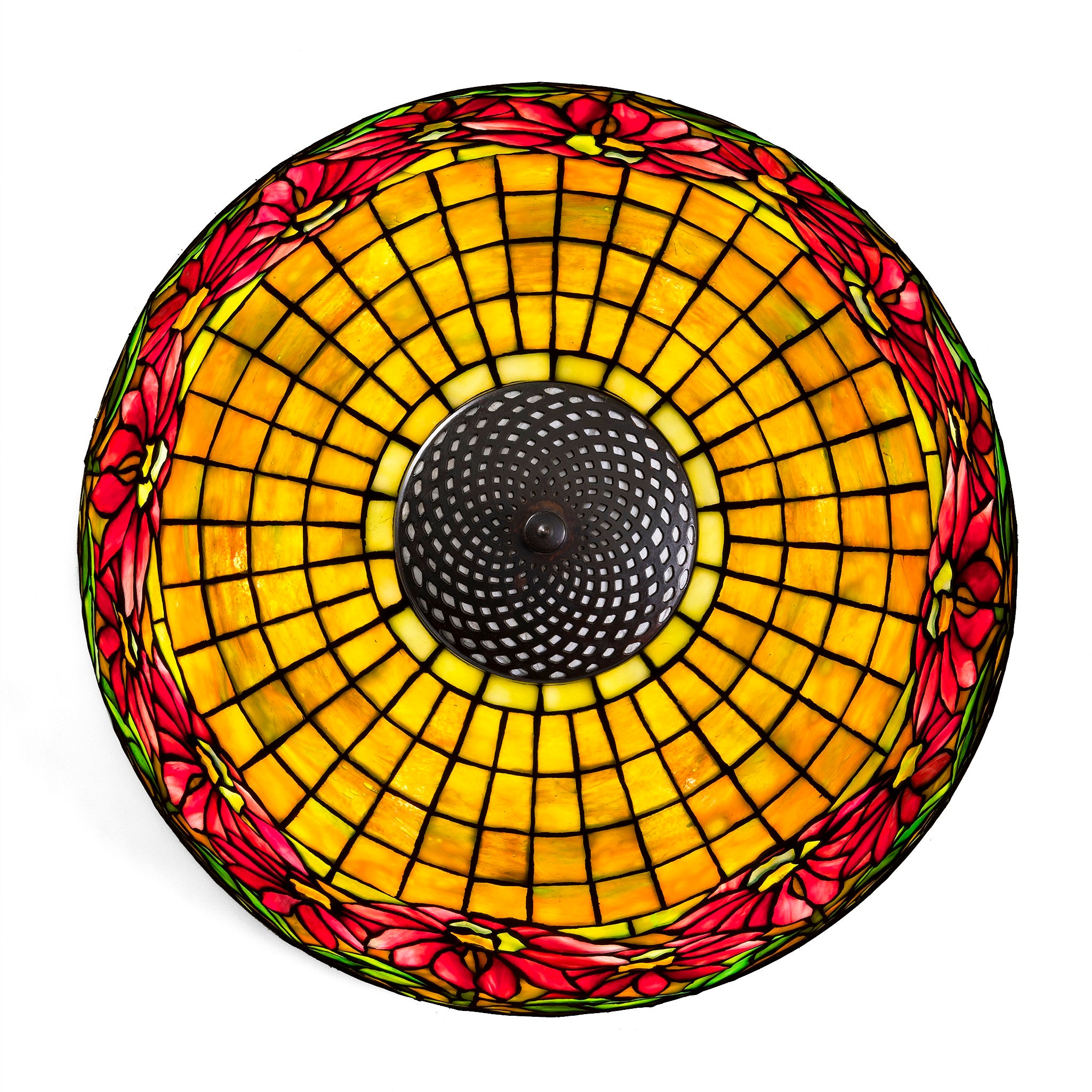 Tiffany Studios New York Poinsettia Table Lamp - Stained Glass Art Deco Home Decor for Living Room, Bedroom & Office Lighting