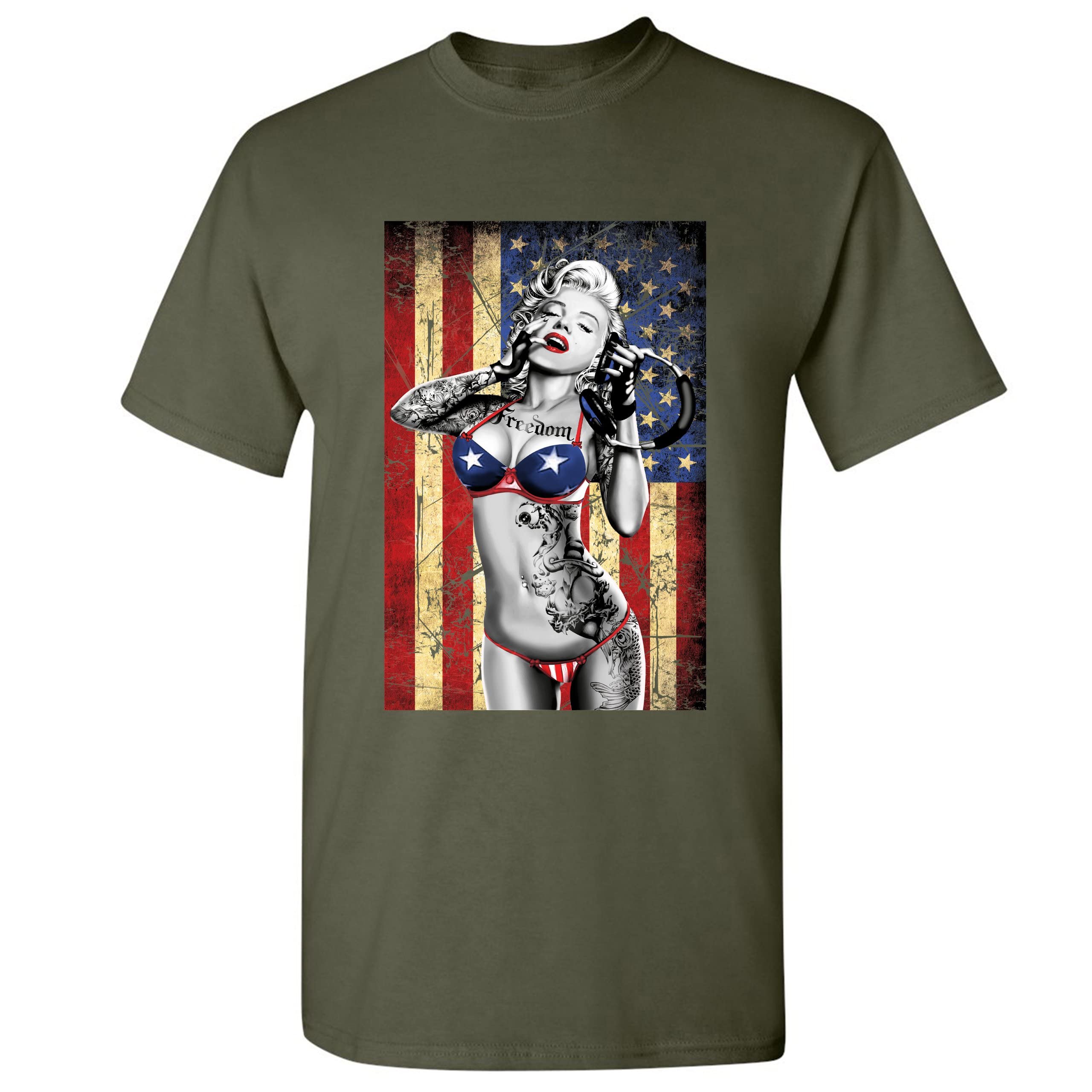 Marilyn Monroe Vintage Hollywood Glamour T-Shirt - American Flag Print Retro Tee for Men & Women - Perfect for Casual Wear, Parties & Retro Fashion Lovers