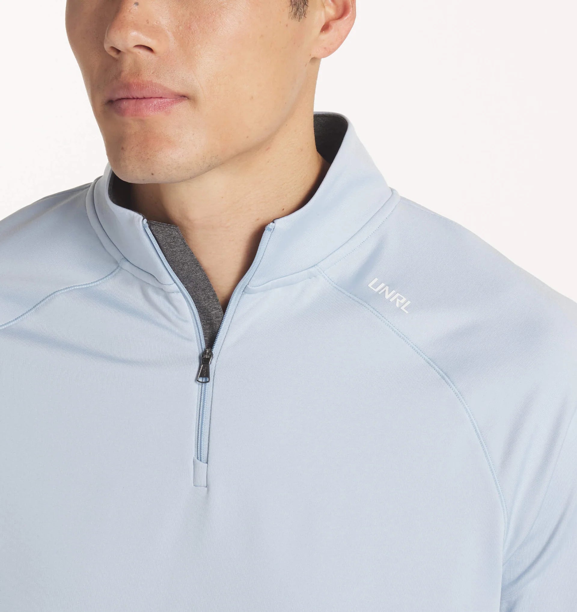 Men's Interlock Quarter Zip Pullover Sweater - Lightweight & Breathable Sky Blue Casual Top for Outdoor Activities & Office Wear