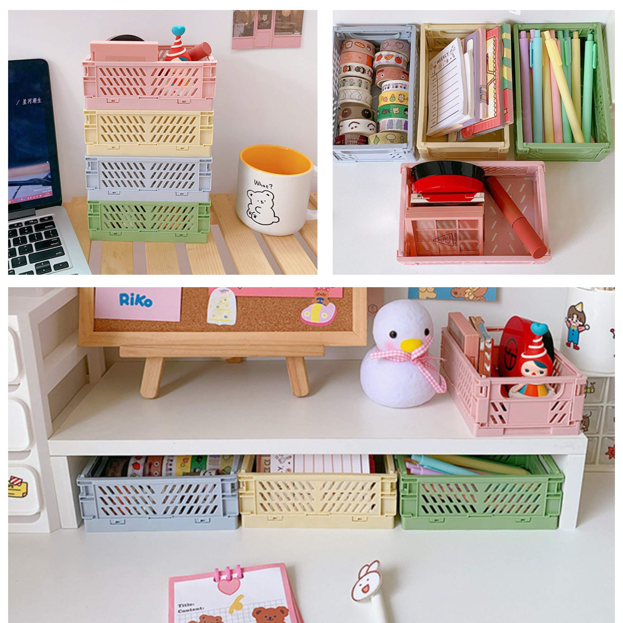 4-Pack Mini Plastic Baskets for Storage - Home, Kitchen, Office Organizer (5.9x3.8x2.2) - Perfect for Shelves & Clutter Control