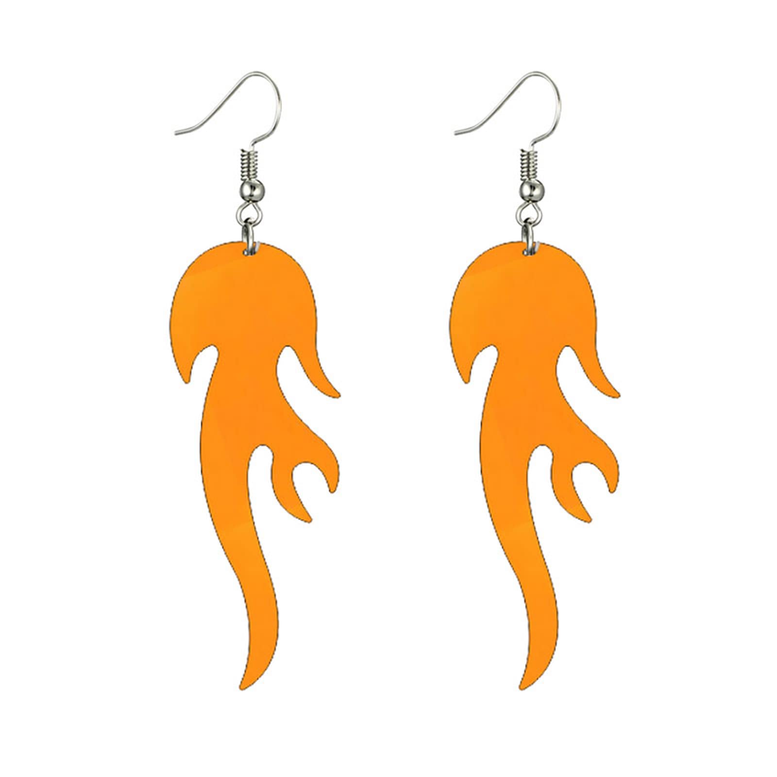 MALOYANVE Acrylic Fire Flame Earrings for Women - Lightweight Geometric Dangle Drop Earrings, Unique Statement Jewelry for Cosplay, Halloween, Parties & Gifts | Perfect for Costume Events, Night Out & Bold Fashion Looks