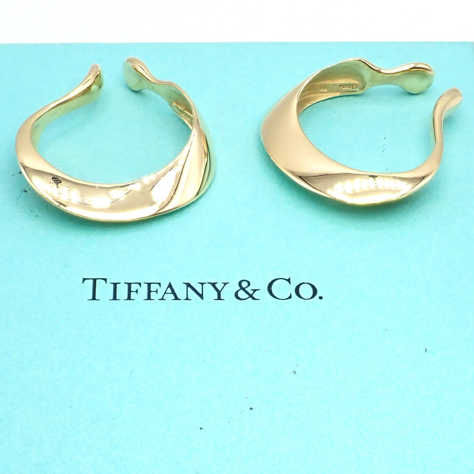 Authentic Vintage Tiffany & Co 18k Yellow Gold Peretti Lily Lobe Hoop Earrings for Women - Luxury Designer Jewelry Gift for Anniversary, Wedding & Special Occasions