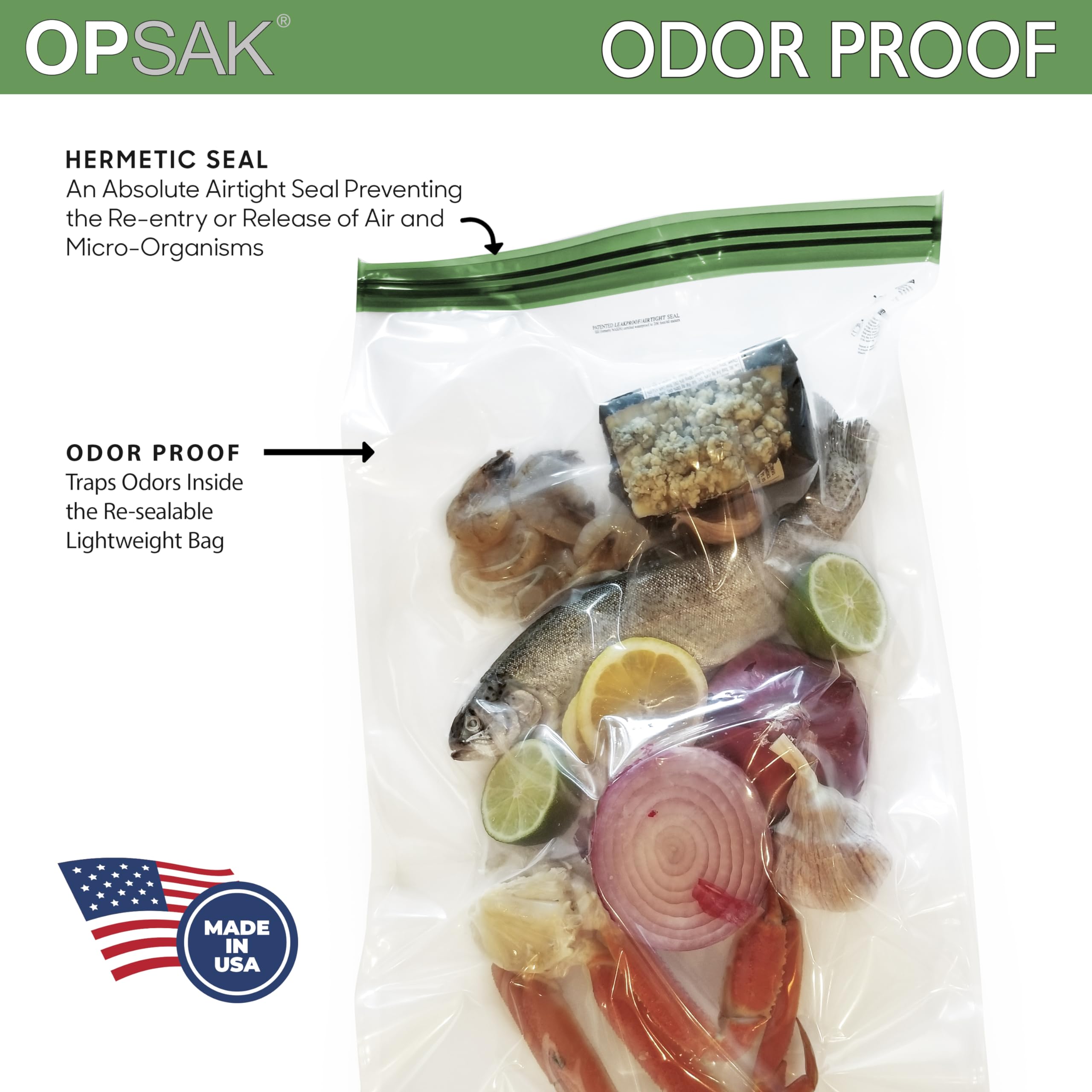 LOKSAK OPSAK Odorproof Dry Bags for Backpacking, Hiking, Camping & Storage - Waterproof, Resealable, Reusable & Recyclable Storage Bags (2-Pack, 28