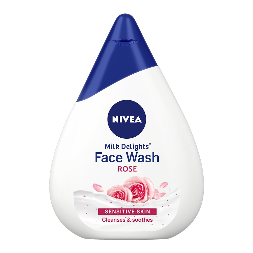 NIVEA Milk Delights Face Wash with Rosewater for Sensitive Skin - 50ml | Gentle Cleansing & Hydrating | Perfect for Daily Skincare Routine & Travel