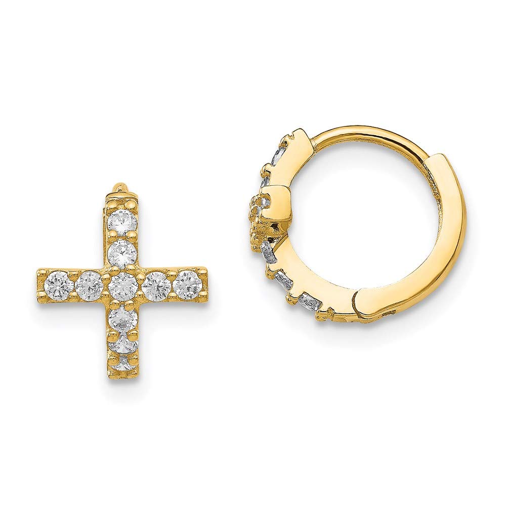 14K Yellow Gold Hinged Huggie Earrings for Women - 11mm Cubic Zirconia CZ Hoop Earrings | Perfect for Everyday Wear, Date Nights & Special Occasions