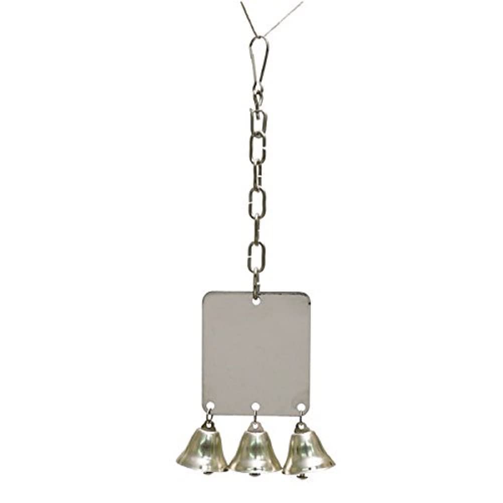 Medium Mirror with Bells - Interactive Bird Toy for Parrots & Cockatiels - Perfect for Cage Entertainment & Mental Stimulation