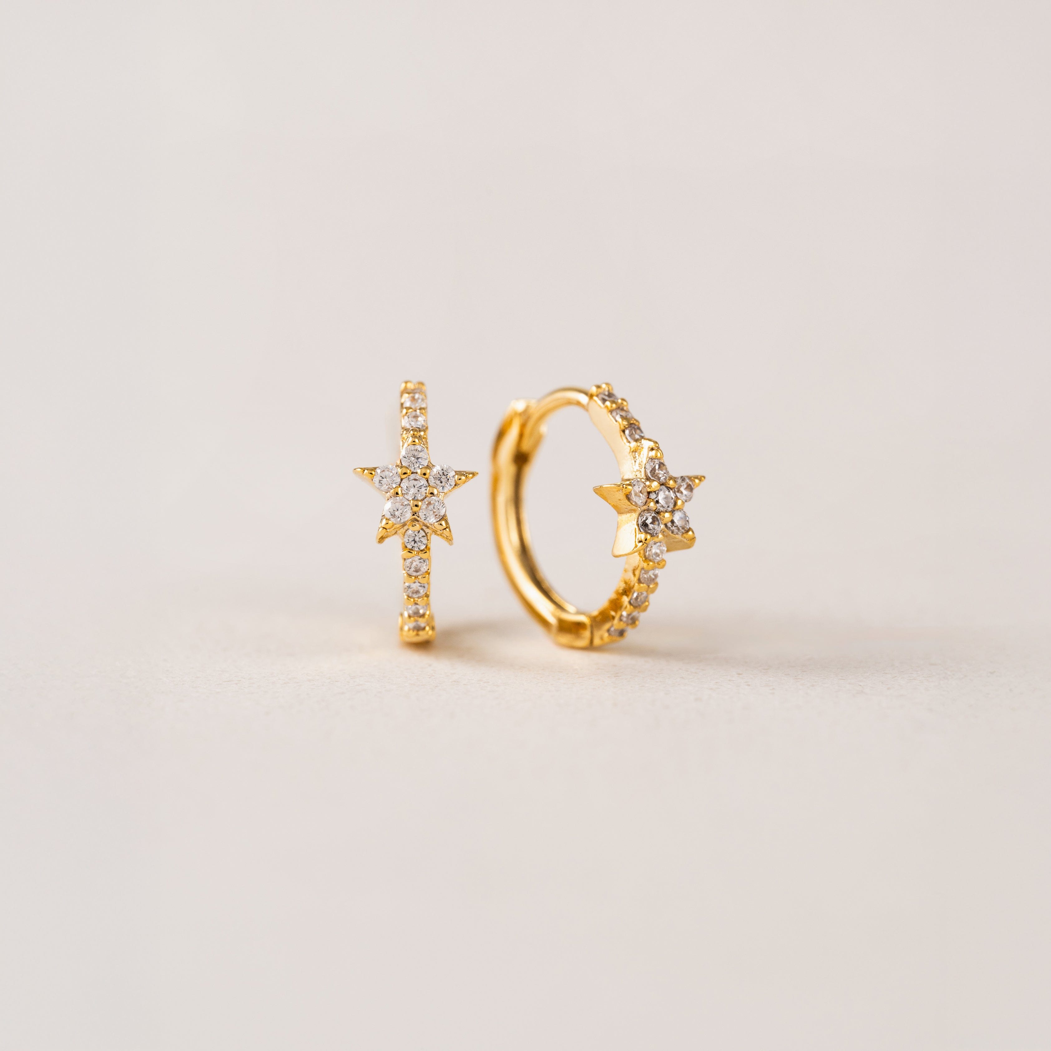 Cosmic Star Huggie Hoop Earrings for Women - Gold Plated Small Hoop Earrings for Daily Wear, Gift Giving & Special Occasions