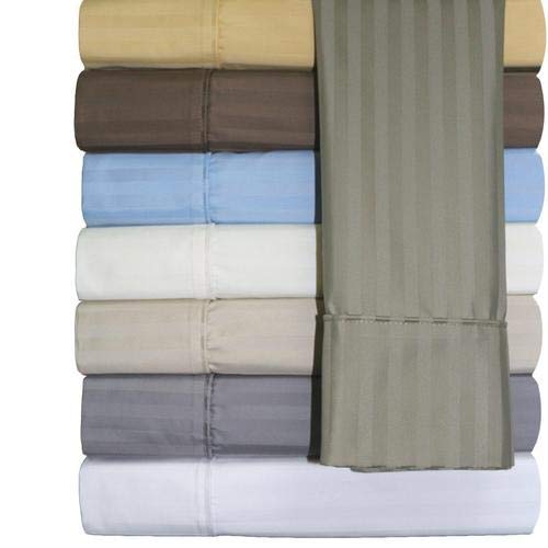 Premium 650 Thread Count Queen Size Striped Sheet Set - Soft & Breathable Easy Care Bedding for Ultimate Comfort - Perfect for Home, Hotel, and Guest Room Use