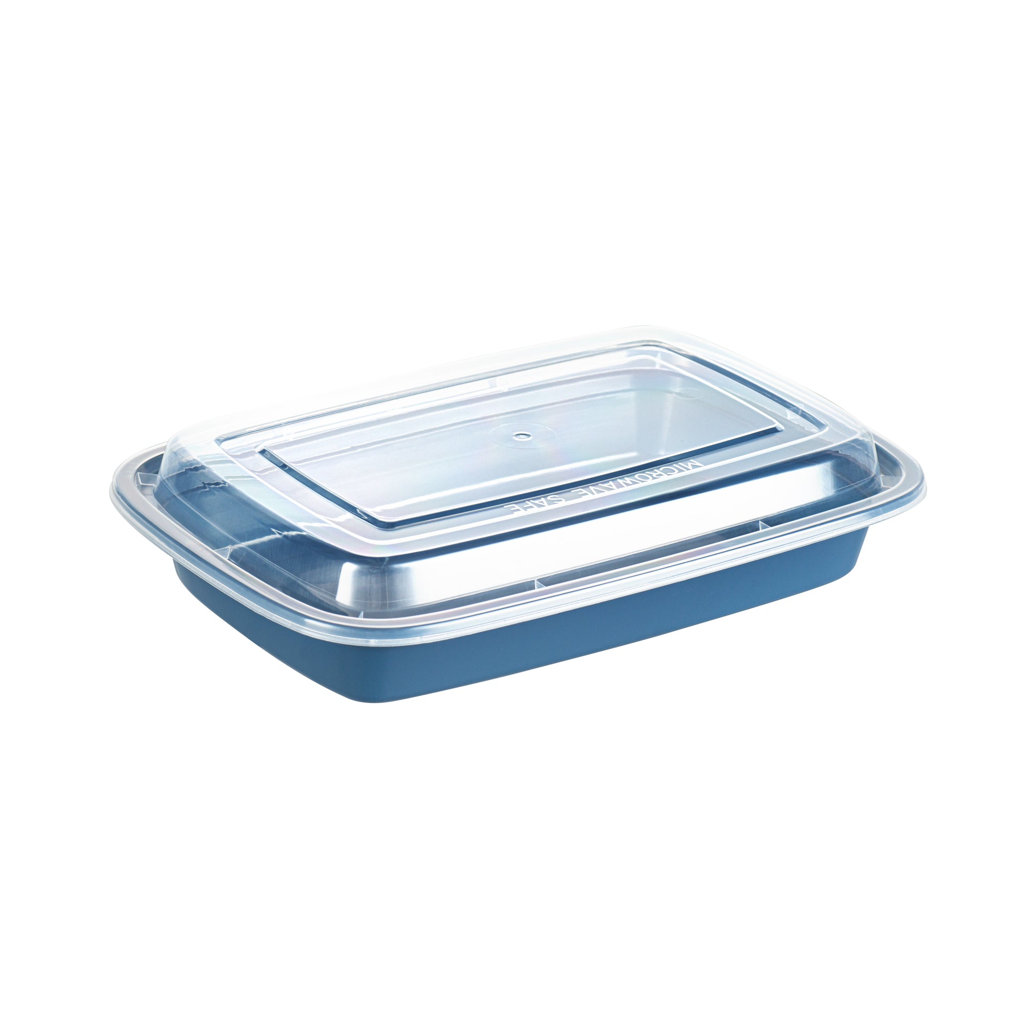 16 oz Rectangle Midnight Blue Plastic To Go Containers with Clear Lids - 100 Pack (7.75