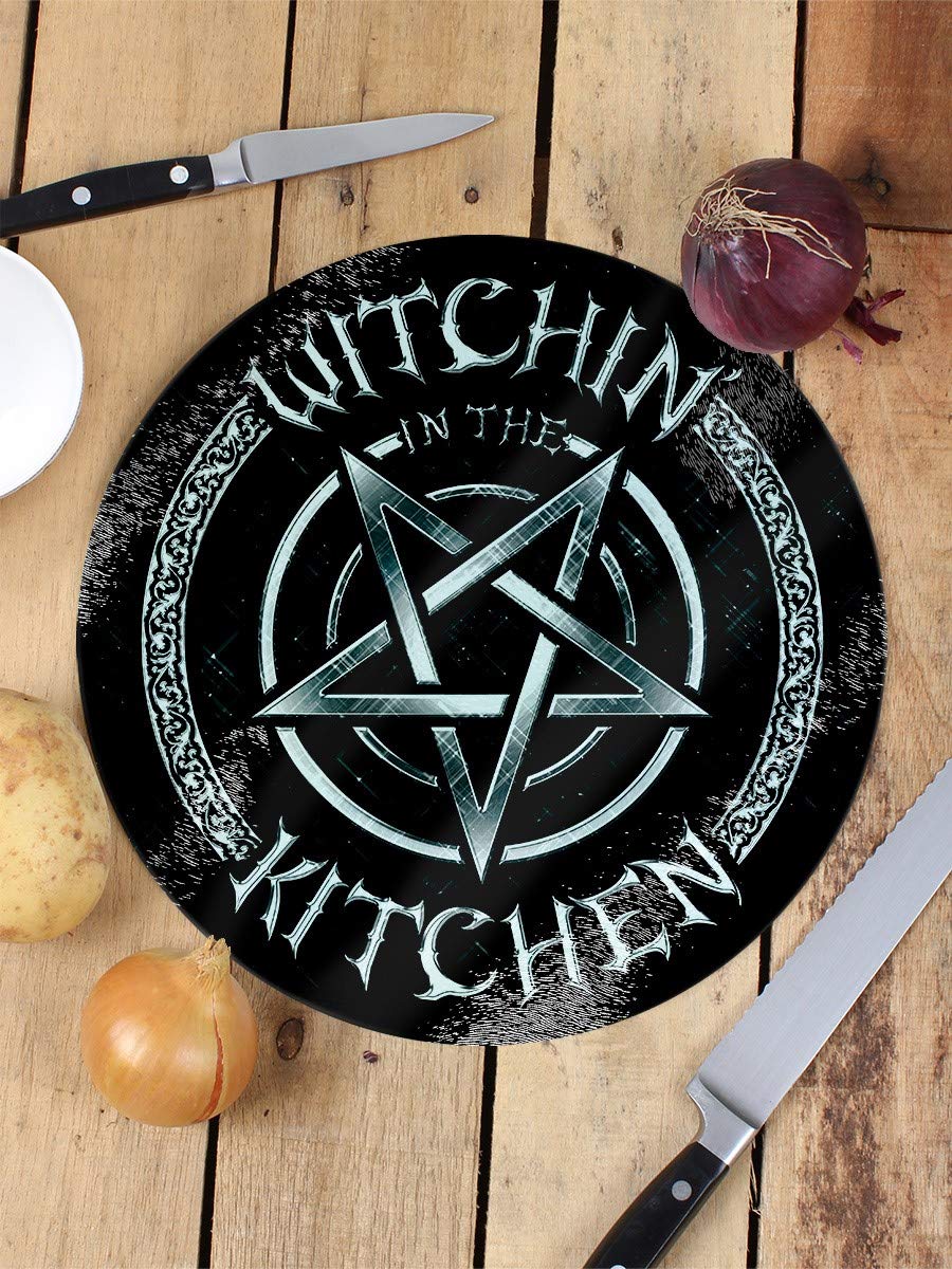 Premium Black Glass Chopping Board - Circular Kitchen Cutting Board for Fruits, Vegetables & Meats - Durable Non-Porous Surface for Easy Cleaning - Perfect for Food Prep, Serving & Home Decor