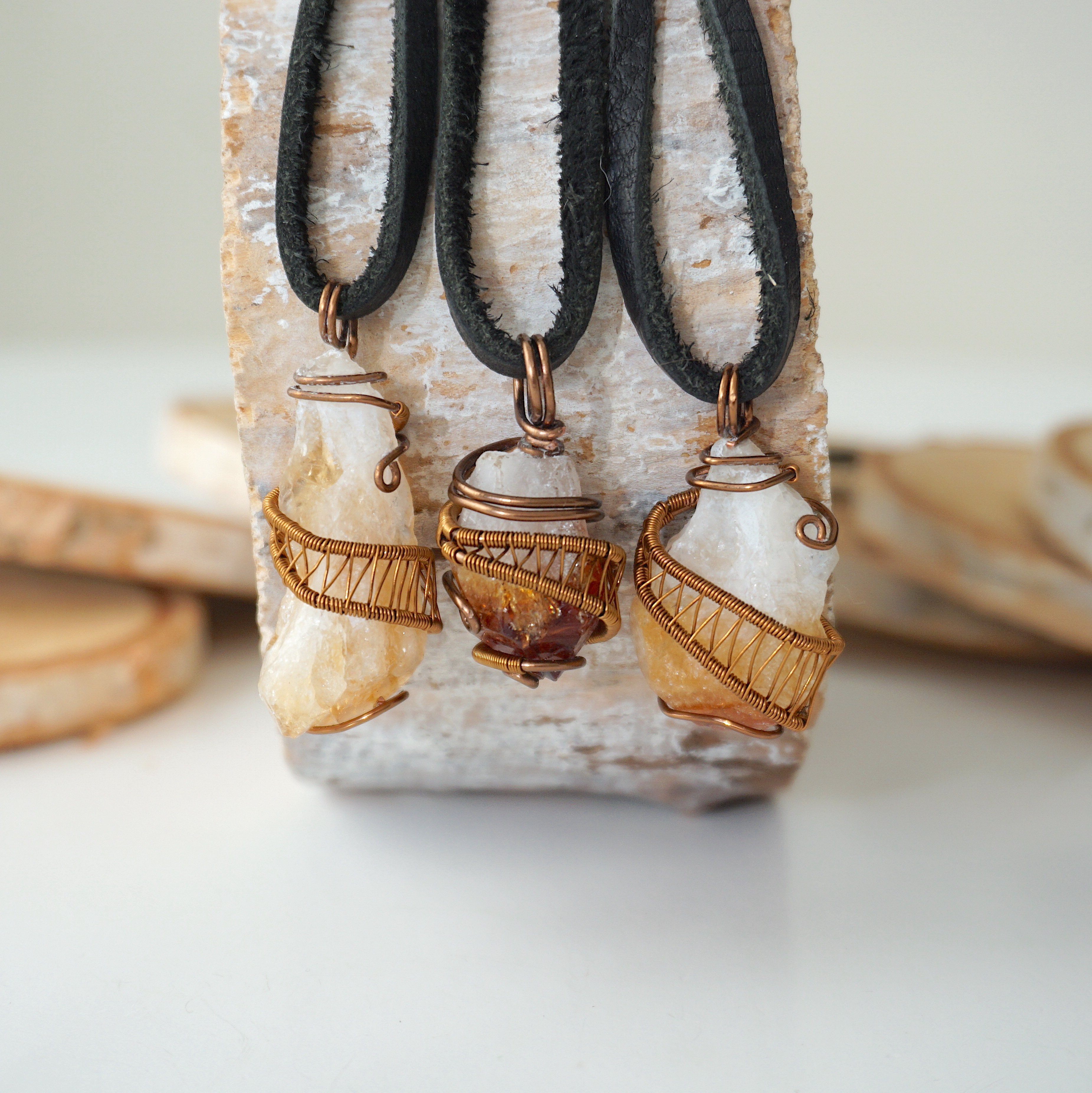 Antique Bronze Men's Citrine Point Pendant with Black Leather Cord - Perfect for Gifts, Meditation & Spiritual Healing